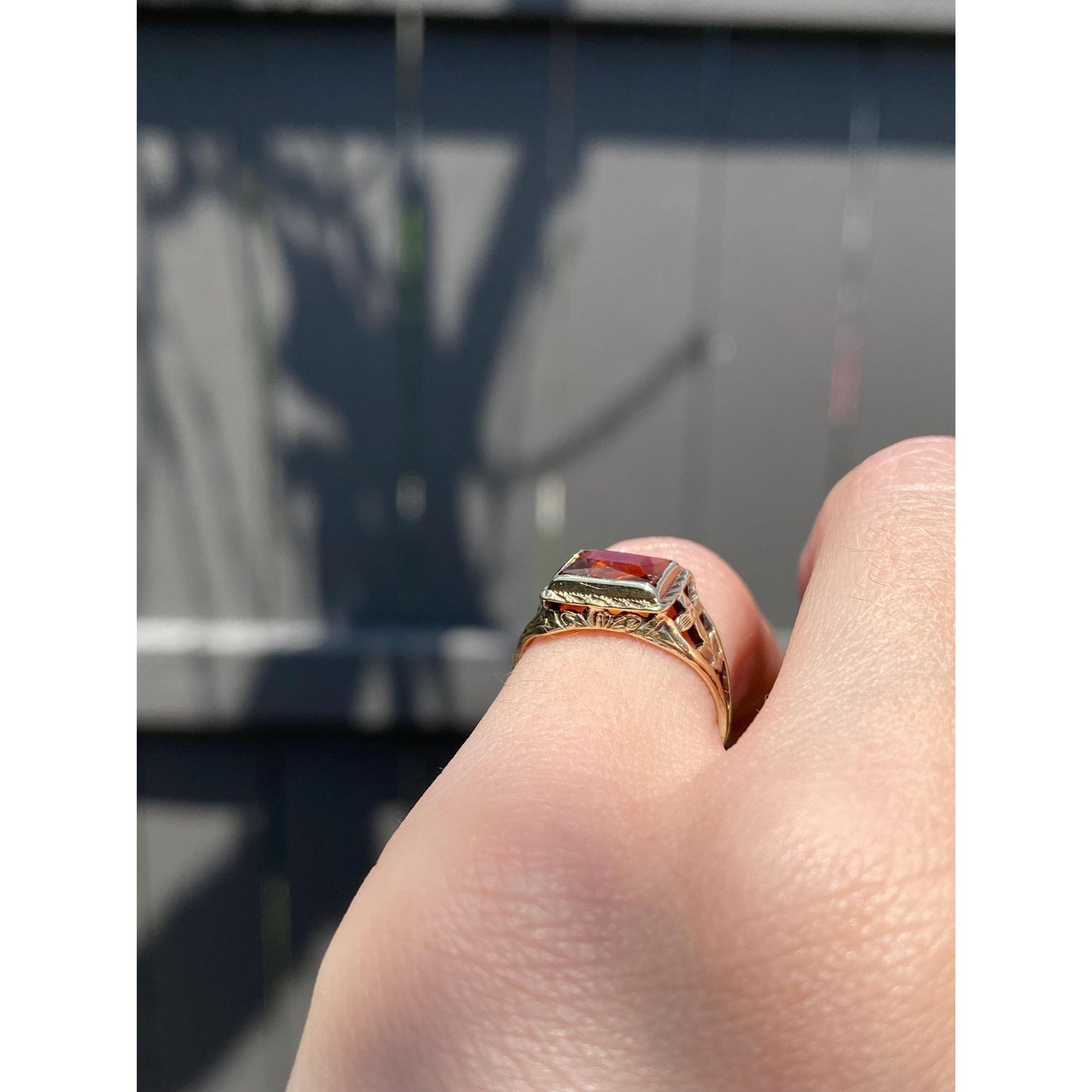 Vintage Solid 14k Yellow Gold Citrine Ring - Size 3.5