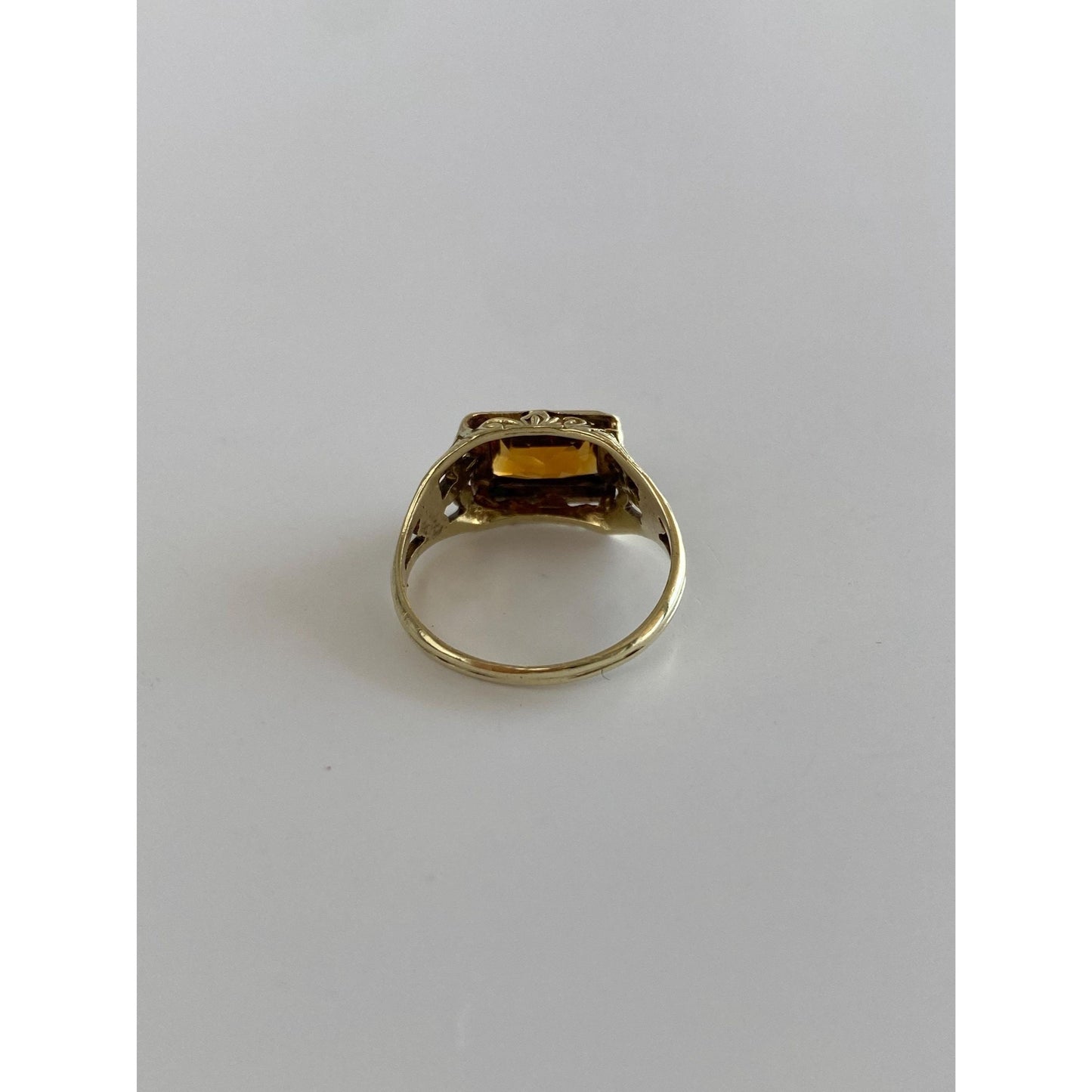 Vintage Solid 14k Yellow Gold Citrine Ring - Size 3.5
