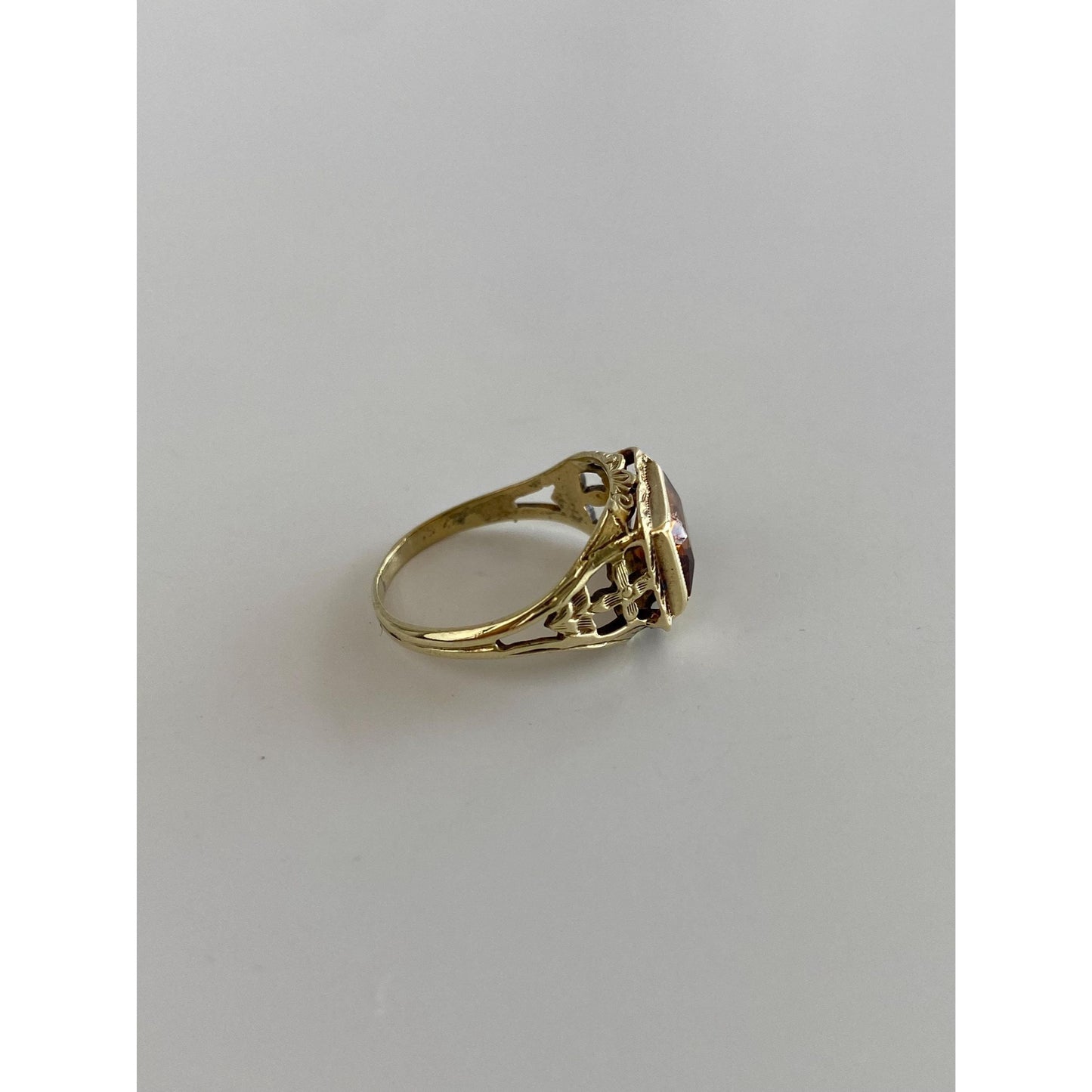 Vintage Solid 14k Yellow Gold Citrine Ring - Size 3.5