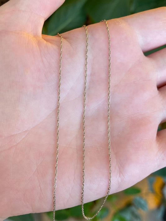 Vintage Solid 14k White Gold Dainty Chain Necklace - 17.5 inches