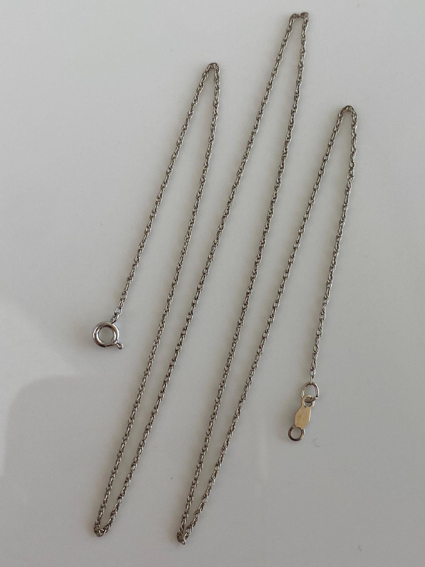 Vintage Solid 14k White Gold Dainty Chain Necklace - 17.5 inches