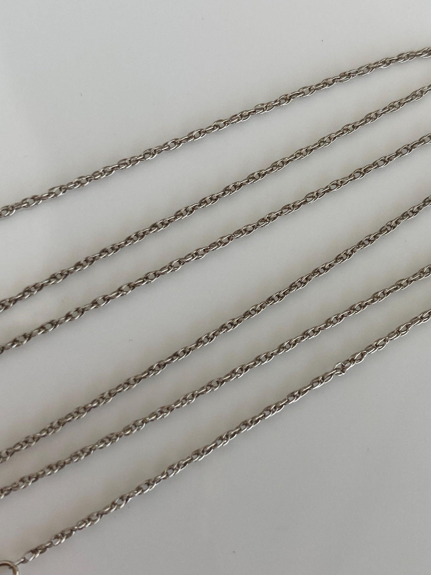 Vintage Solid 14k White Gold Dainty Chain Necklace - 17.5 inches