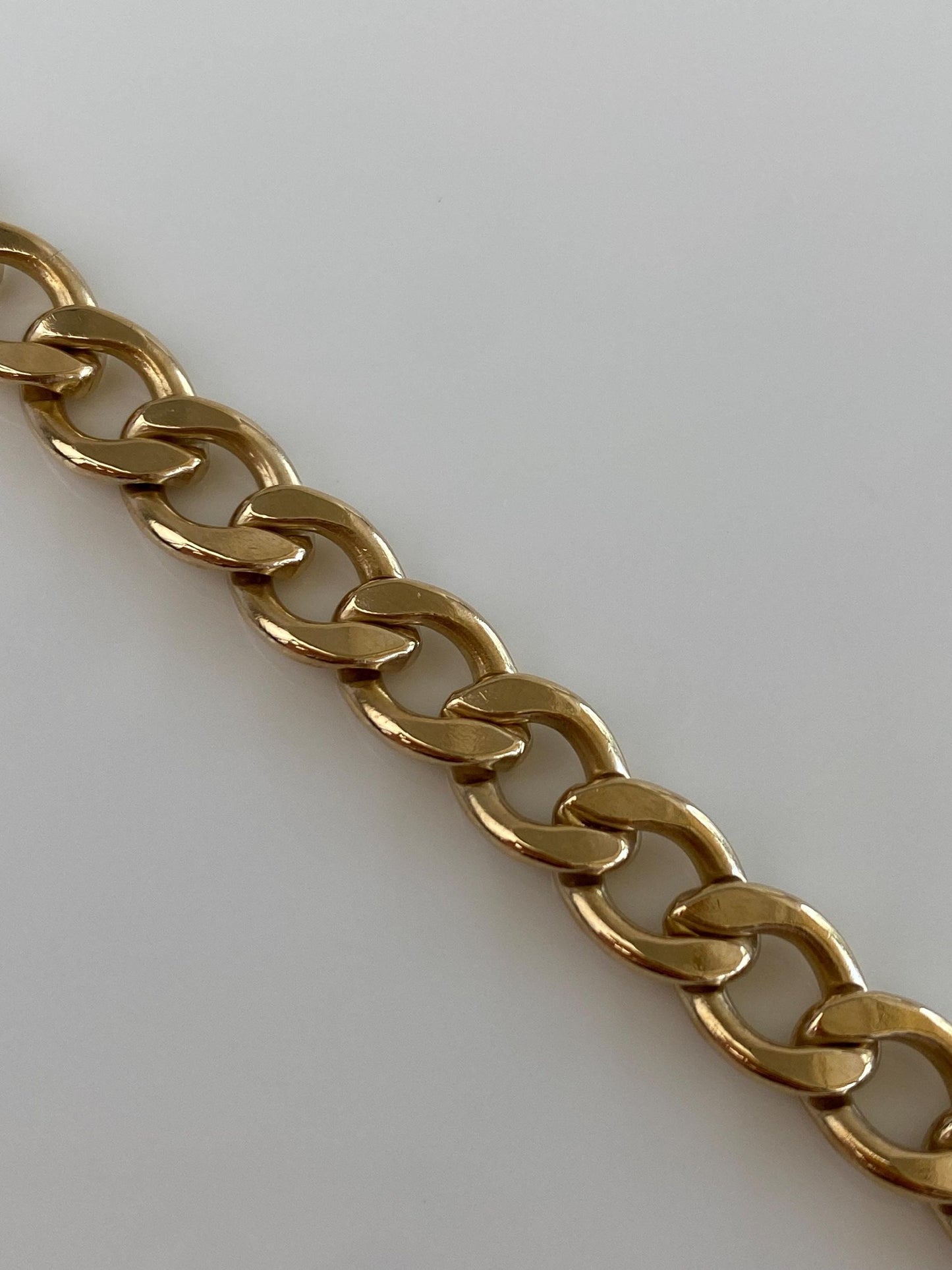 Vintage Solid 14k Yellow Gold Chunky Curb Chain Bracelet - 7.5 Inches