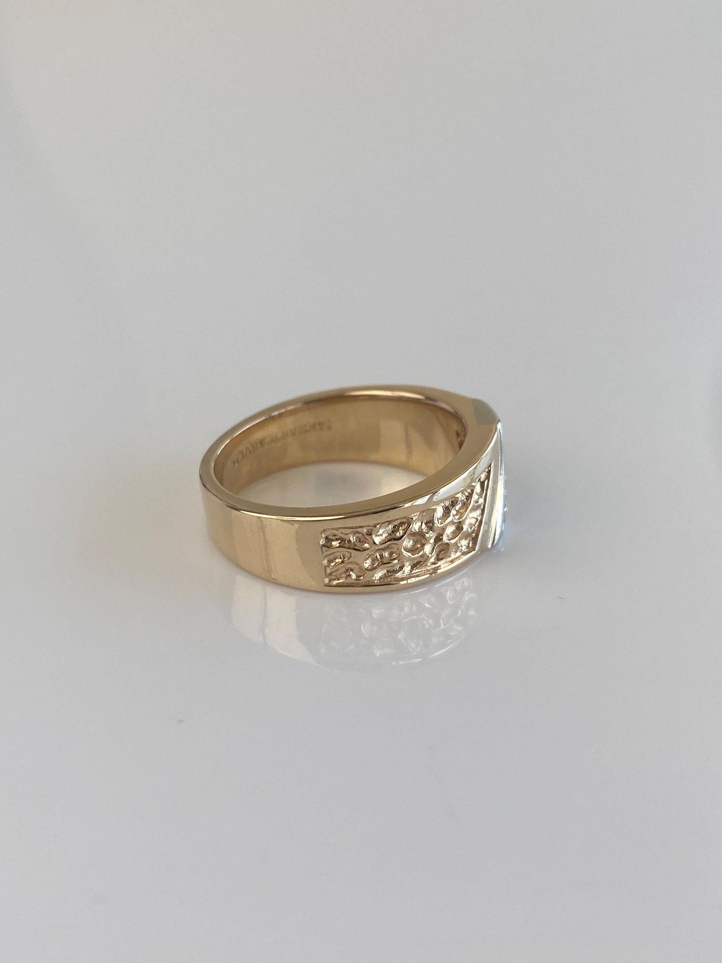 Vintage Solid 14k White & Yellow Gold Diamond Ring Band - Size 6.5
