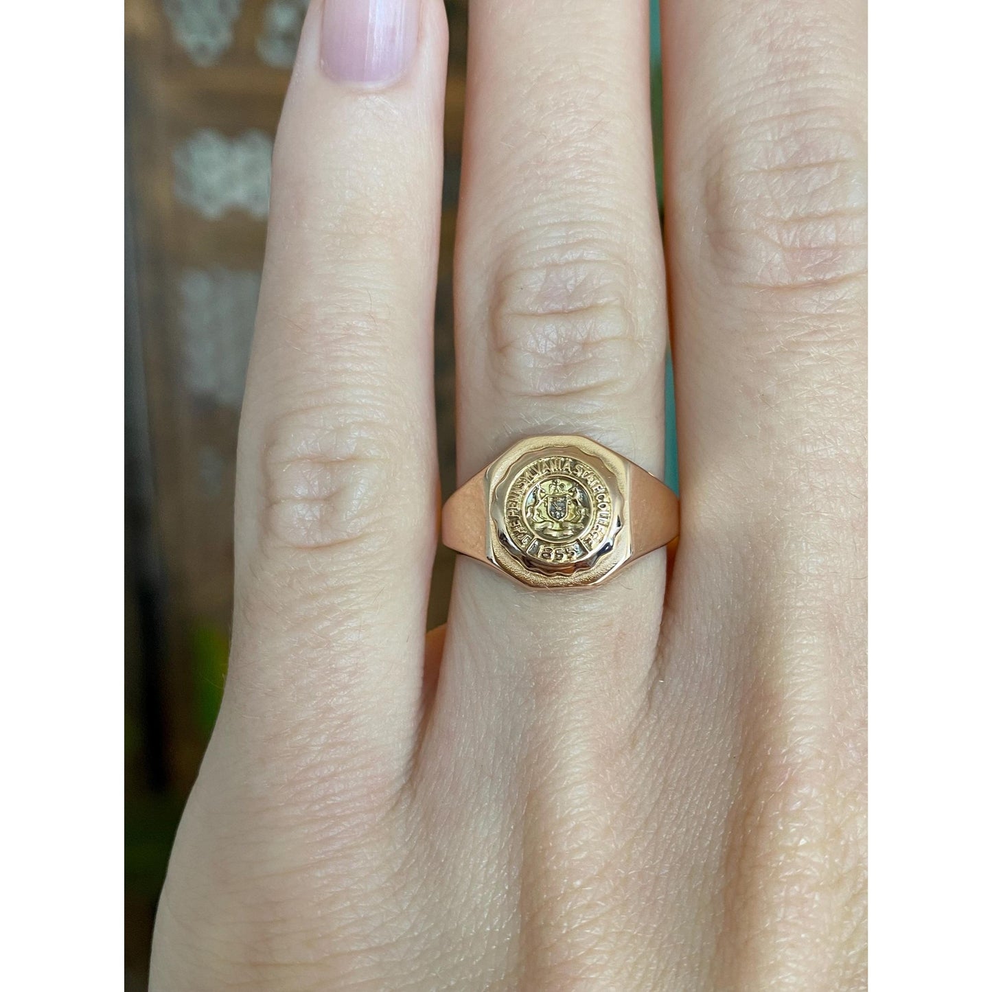 Vintage Solid 10k Rose Gold Class Ring - Size 5.25