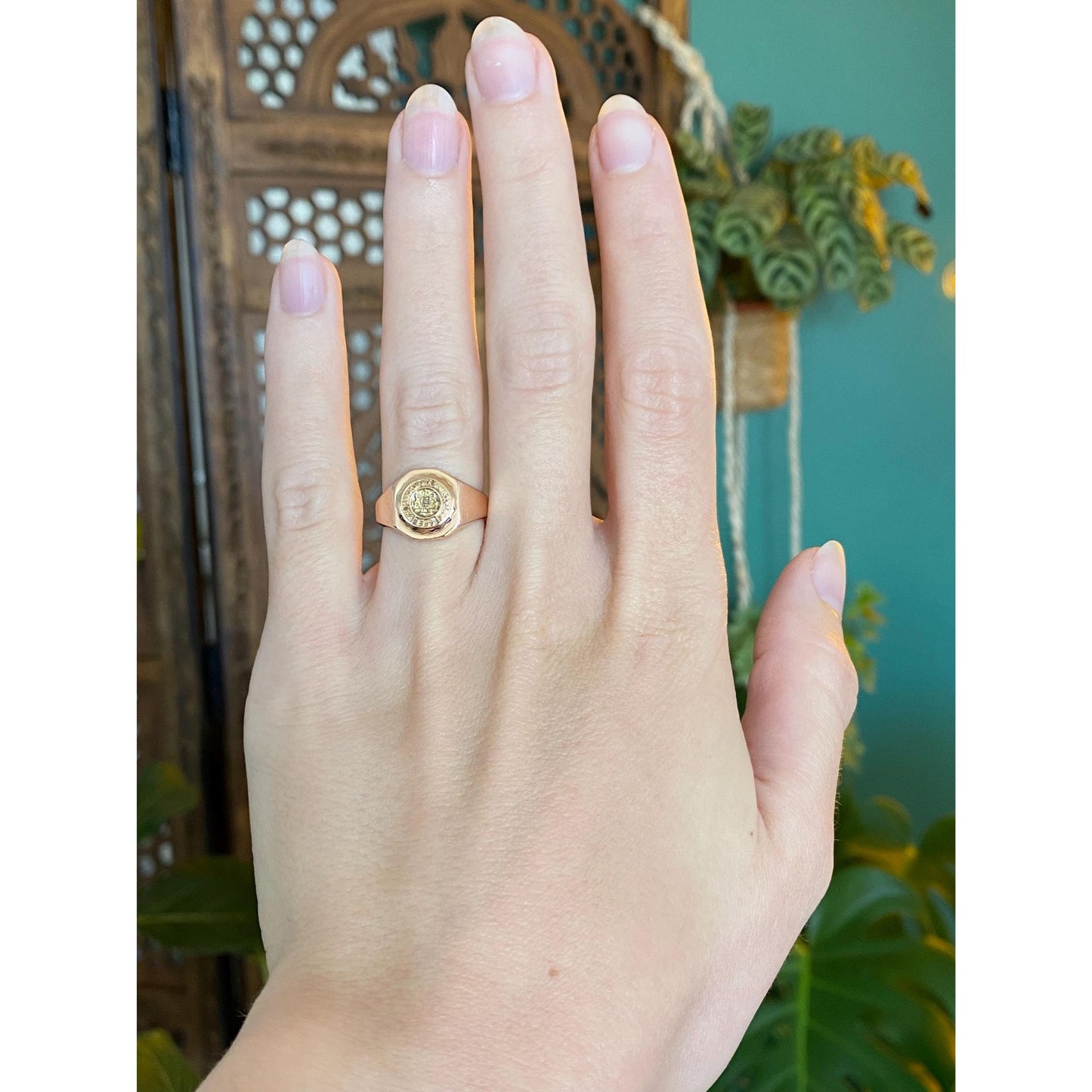 Vintage Solid 10k Rose Gold Class Ring - Size 5.25