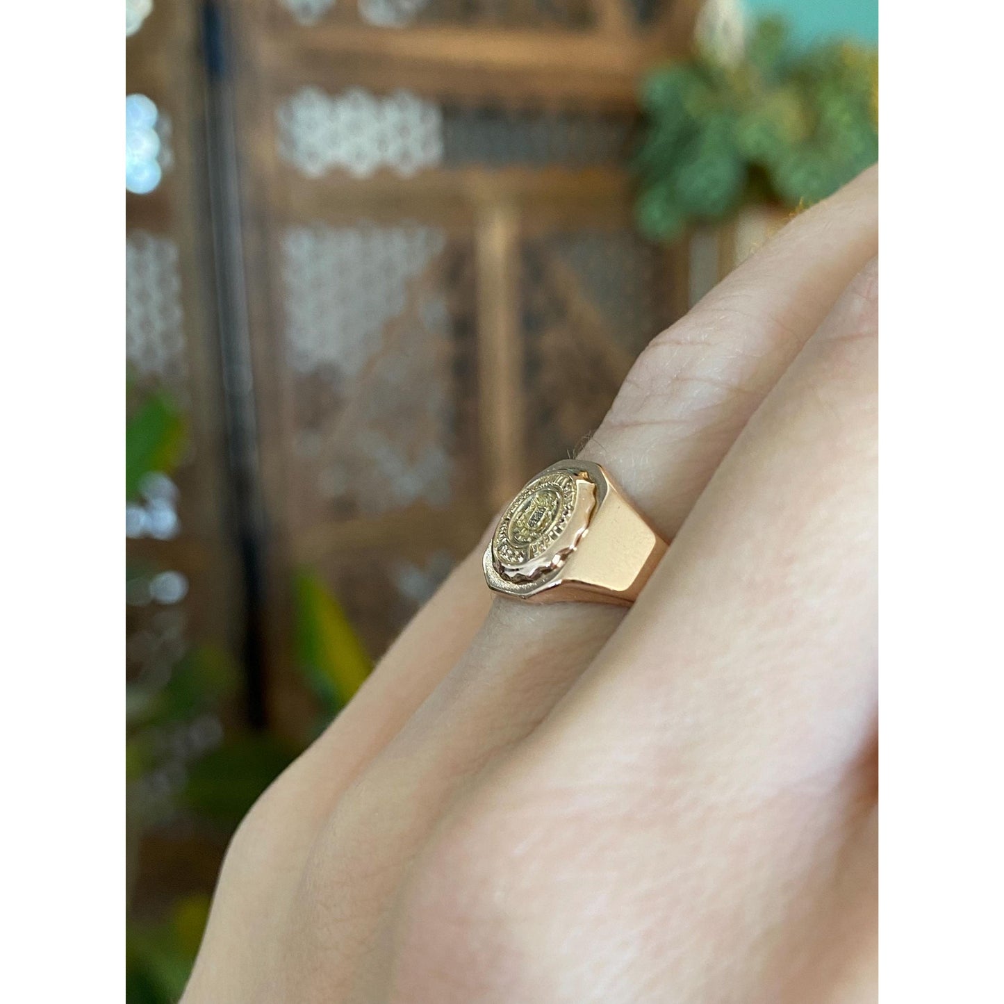 Vintage Solid 10k Rose Gold Class Ring - Size 5.25