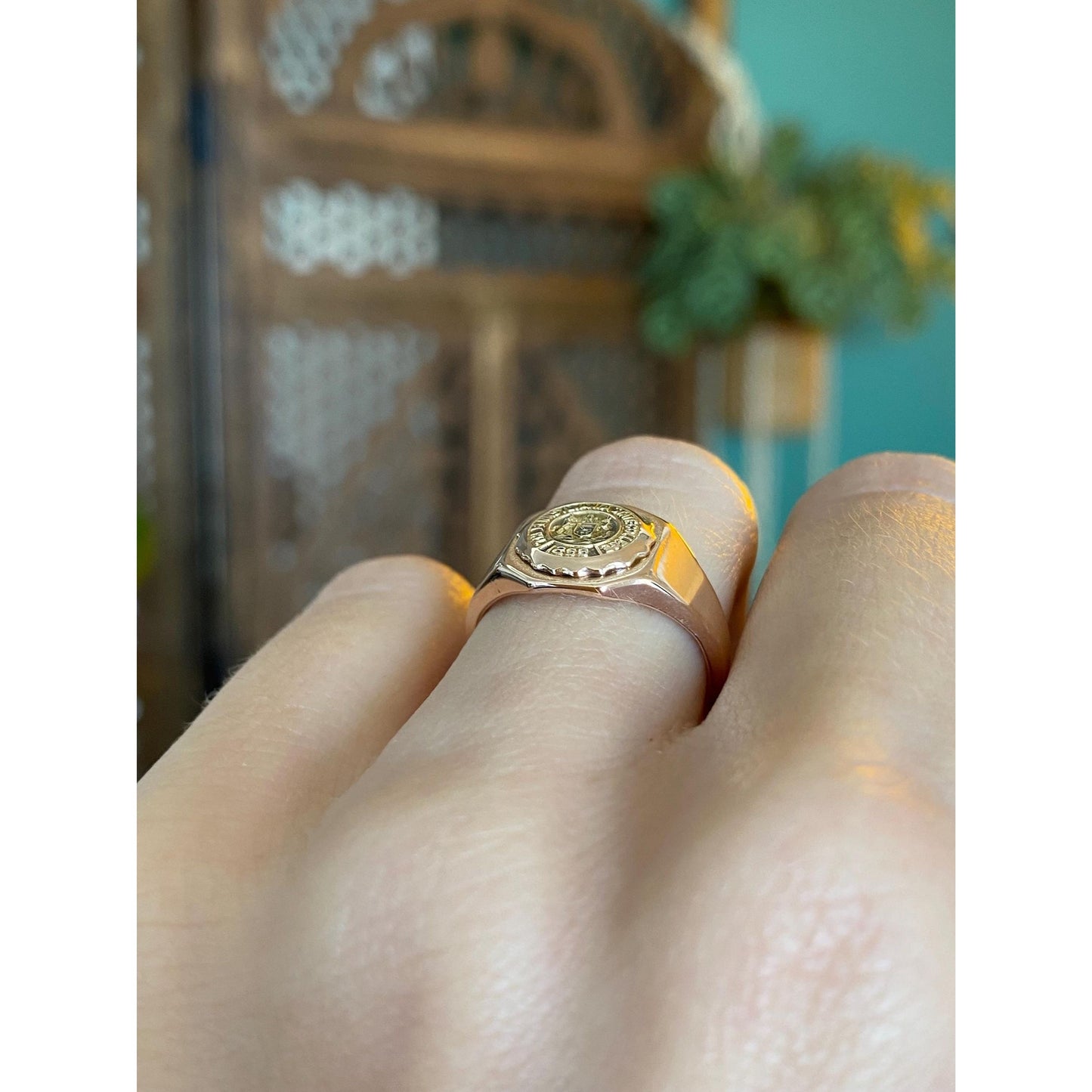 Vintage Solid 10k Rose Gold Class Ring - Size 5.25