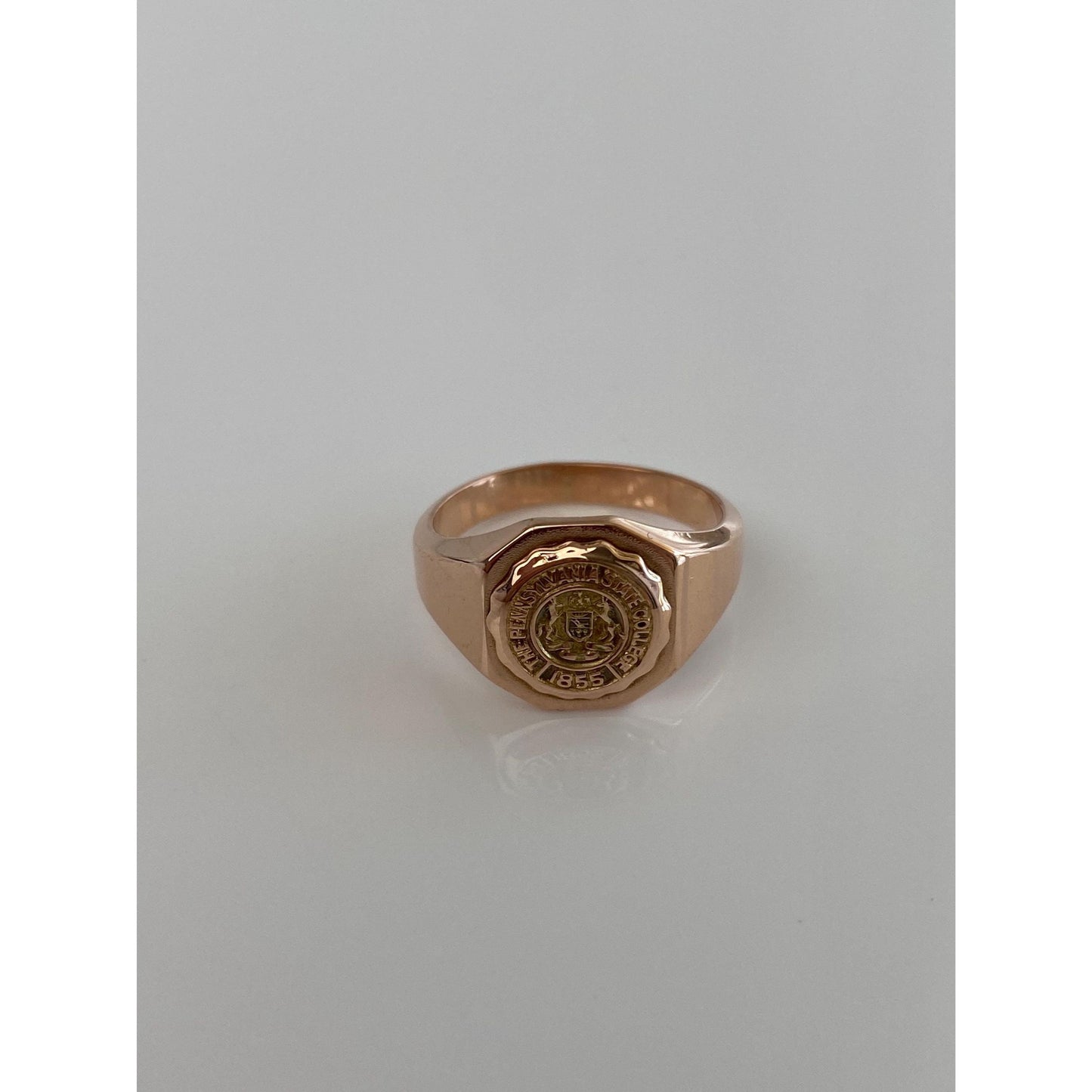 Vintage Solid 10k Rose Gold Class Ring - Size 5.25