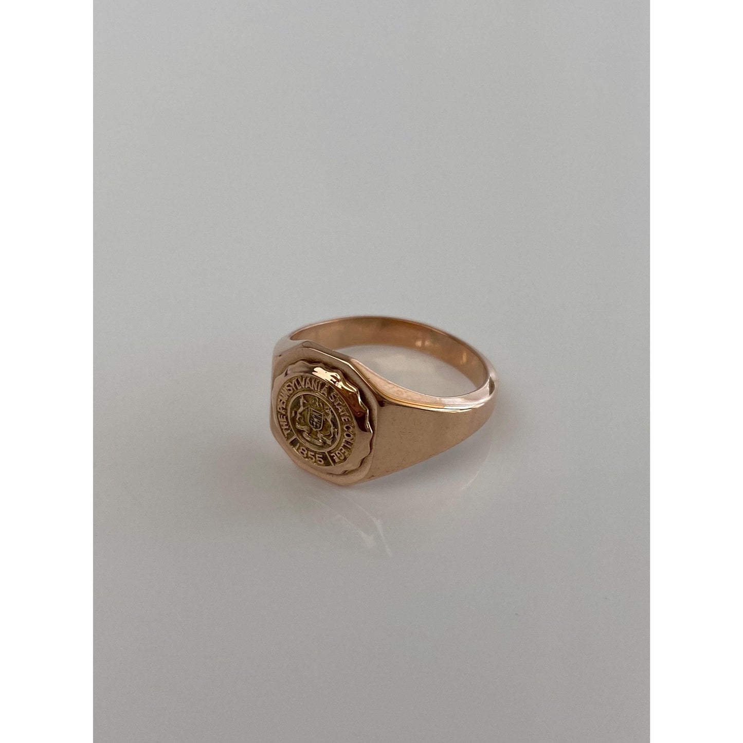 Vintage Solid 10k Rose Gold Class Ring - Size 5.25