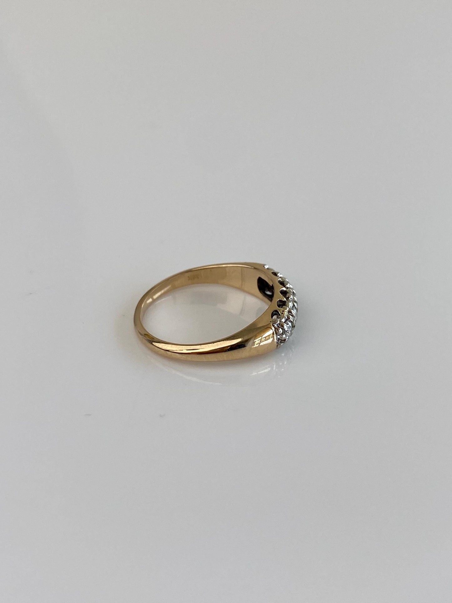 Vintage Solid 14k White & Yellow Gold Diamond Ring Band - Size 5.75