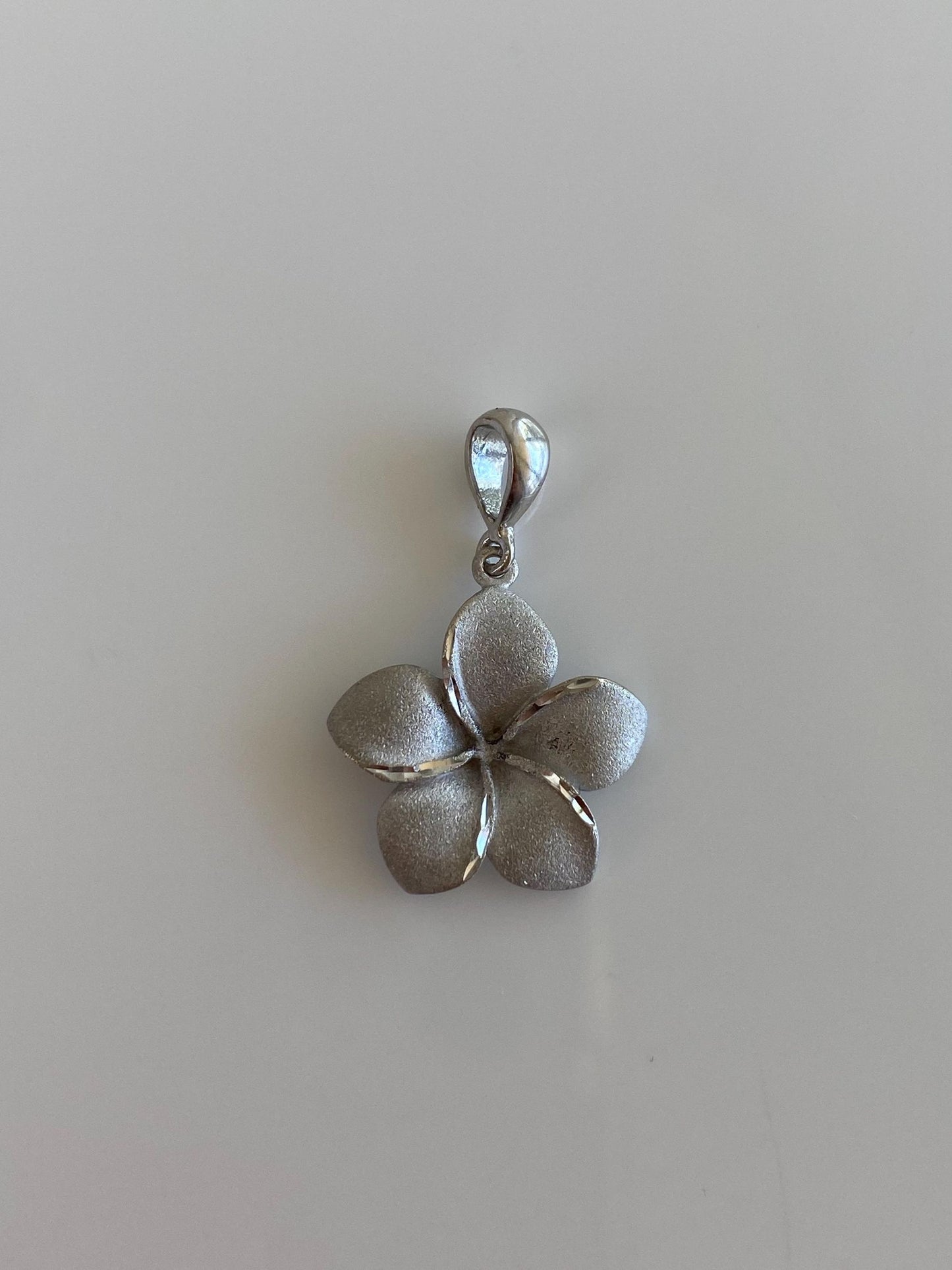 Vintage Solid 14k White Gold Satin Flower Charm