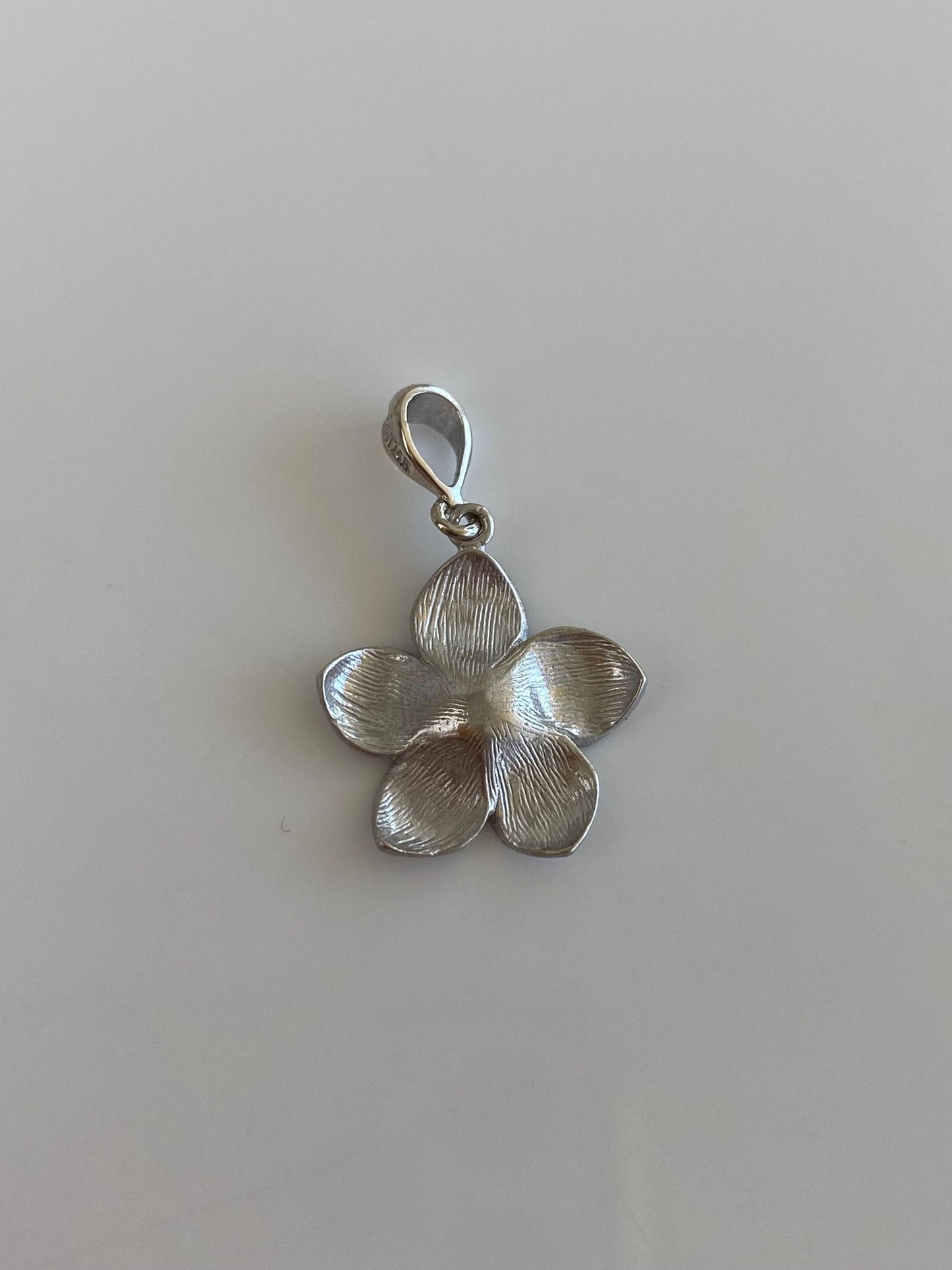 Vintage Solid 14k White Gold Satin Flower Charm