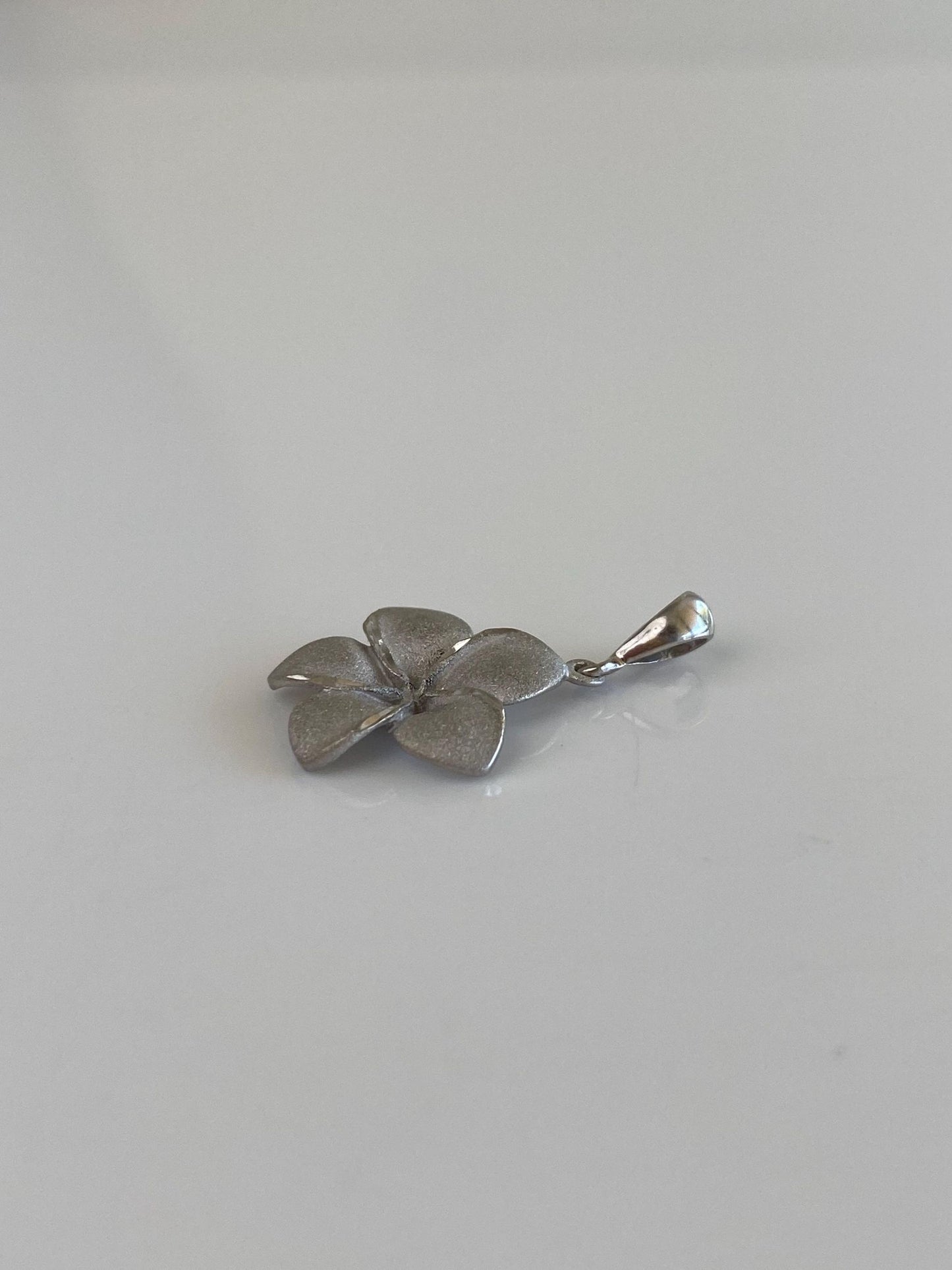 Vintage Solid 14k White Gold Satin Flower Charm