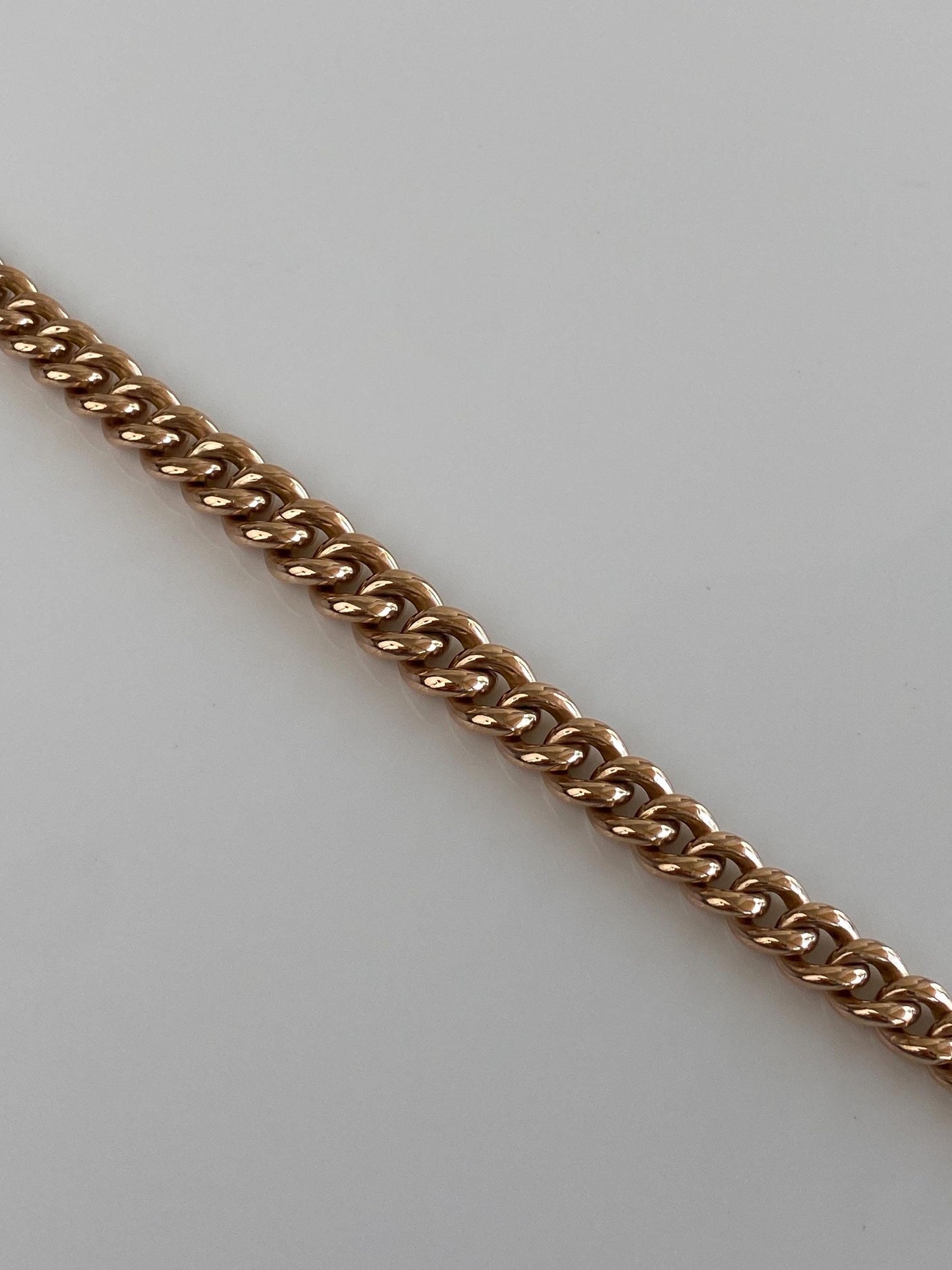 Vintage Solid 9k Rose Gold Graduated Chunky Curb Chain Bracelet - 8 inches