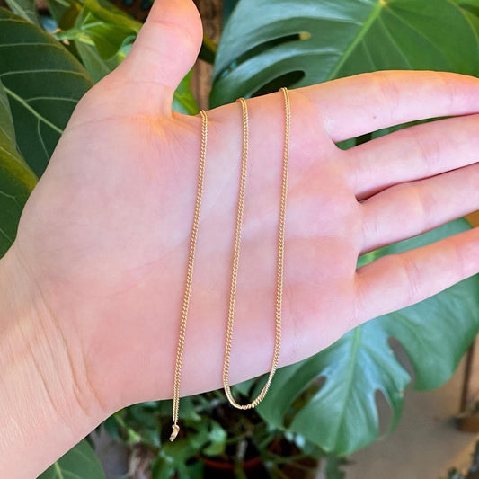 Vintage Solid 14k Yellow Gold Tight Curb Chain Necklace - 18 inches