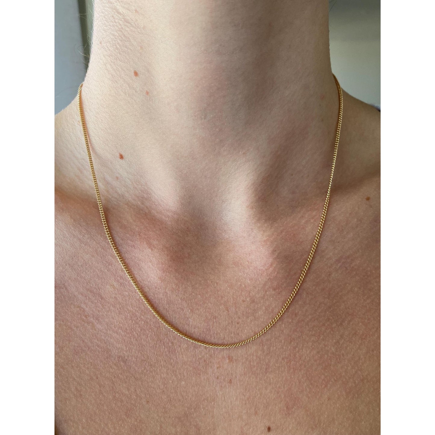 Vintage Solid 14k Yellow Gold Tight Curb Chain Necklace - 18 inches