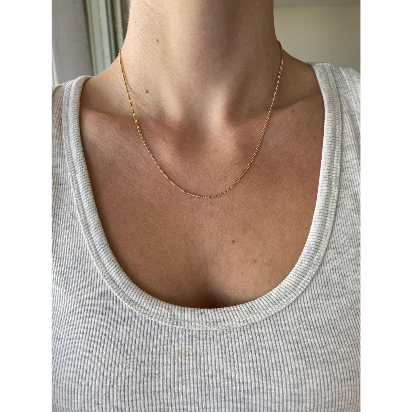 Vintage Solid 14k Yellow Gold Tight Curb Chain Necklace - 18 inches