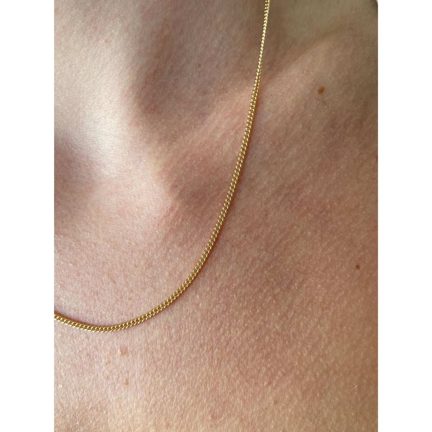 Vintage Solid 14k Yellow Gold Tight Curb Chain Necklace - 18 inches