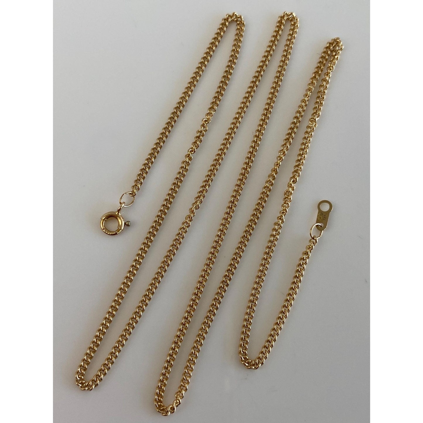 Vintage Solid 14k Yellow Gold Tight Curb Chain Necklace - 18 inches