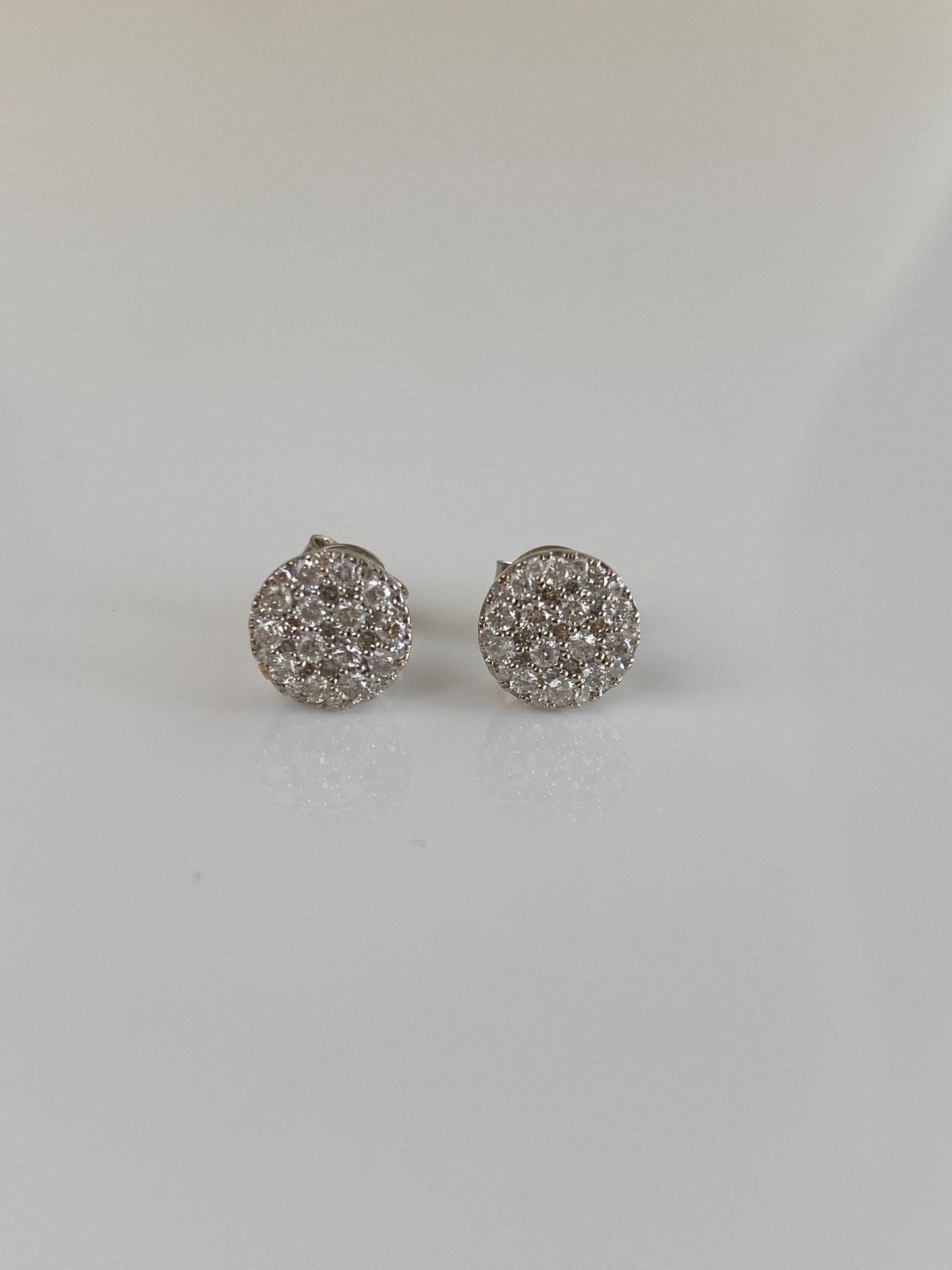 Vintage Solid 10k White Gold Diamond Cluster Stud Earrings