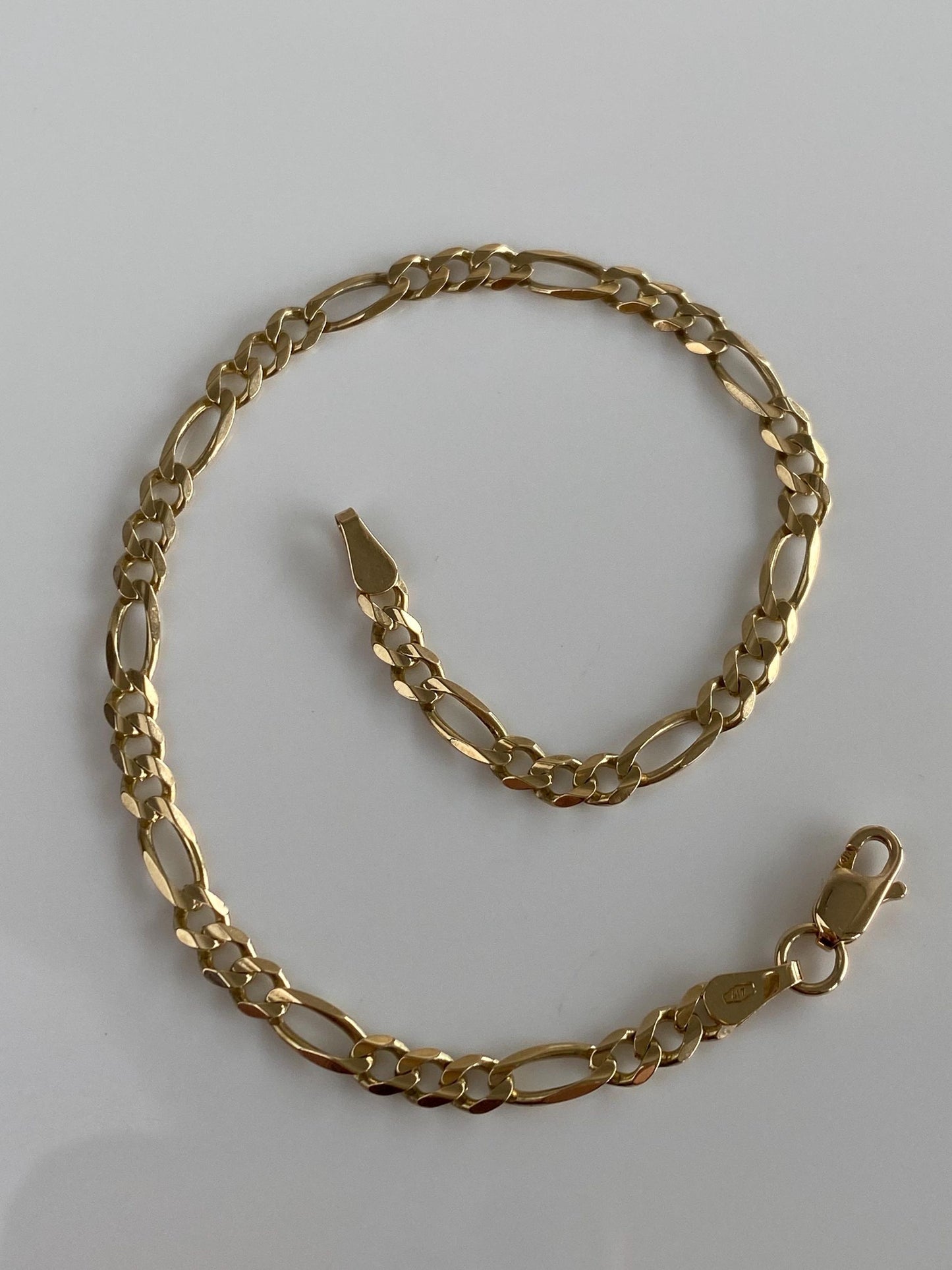 Vintage Solid 10k Yellow Gold Figaro Chain Anklet - 8.25 inches
