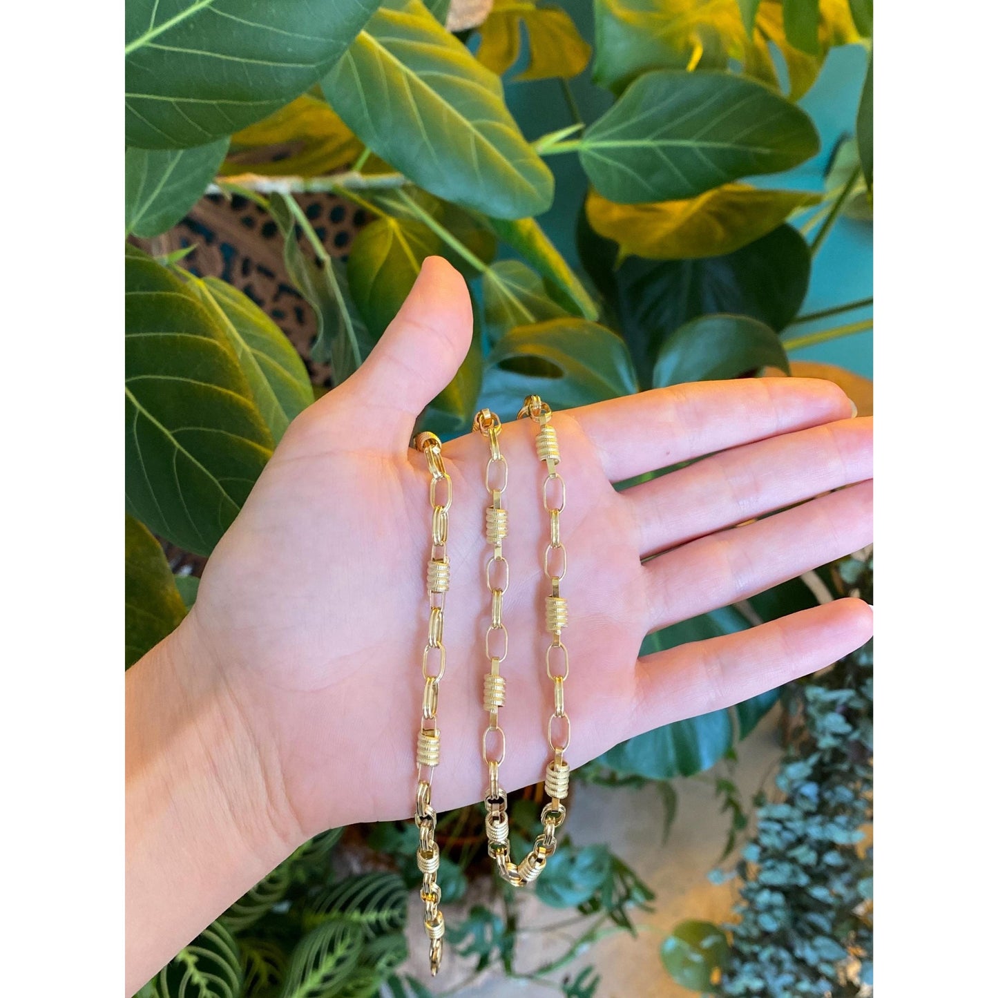 Vintage Solid 14k Yellow Gold Long Fancy Link Chain Necklace - 30.5 inches