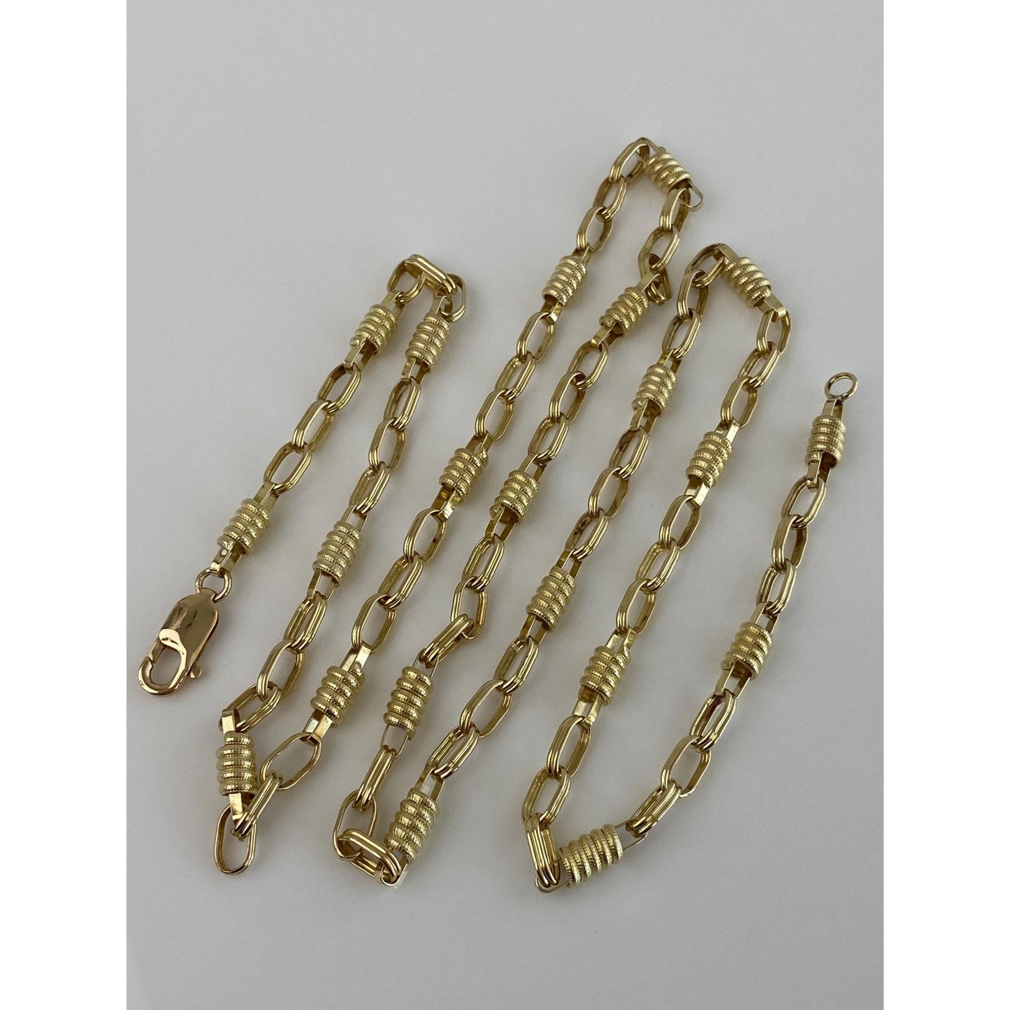 Vintage Solid 14k Yellow Gold Long Fancy Link Chain Necklace - 30.5 inches