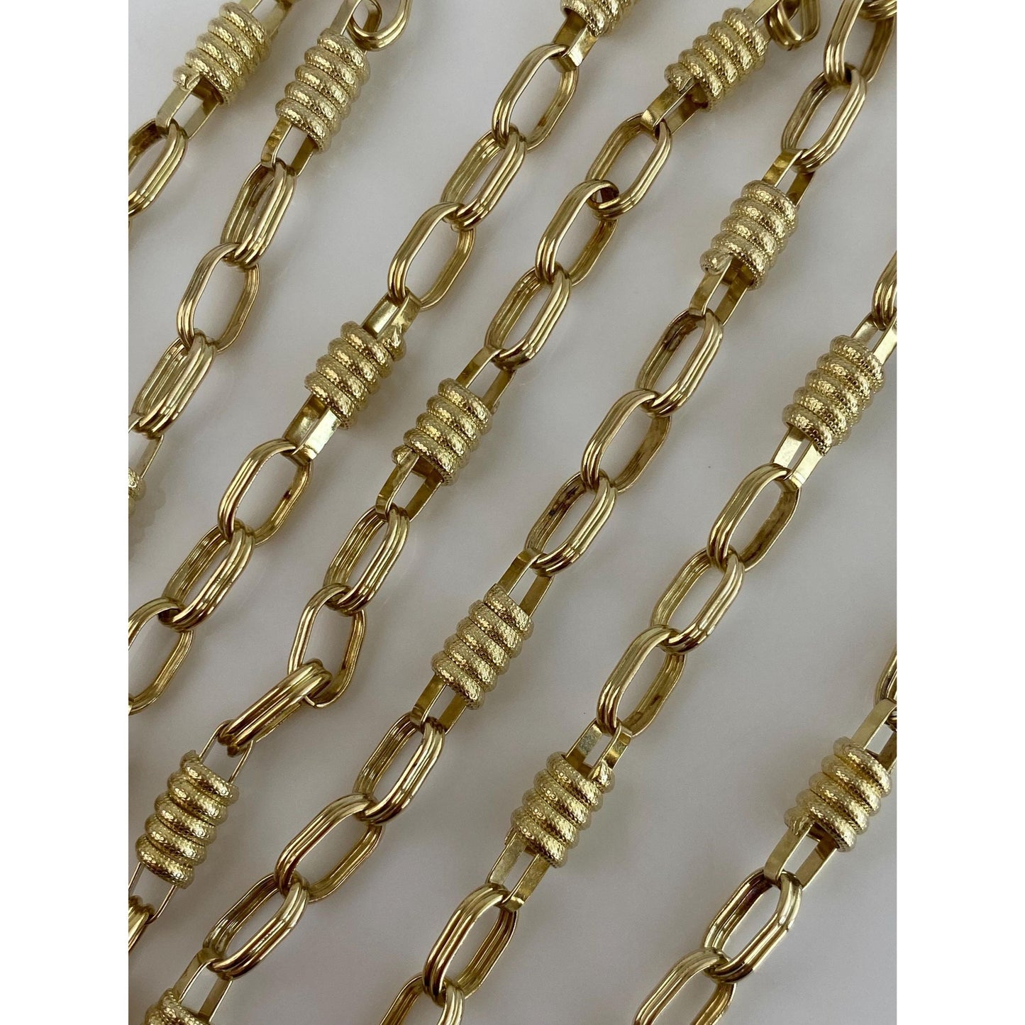 Vintage Solid 14k Yellow Gold Long Fancy Link Chain Necklace - 30.5 inches