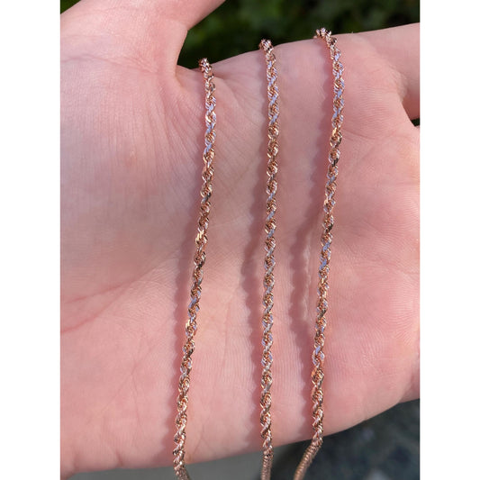 Vintage Solid 14k Rose Gold Long Rope Chain Necklace - 32 inches