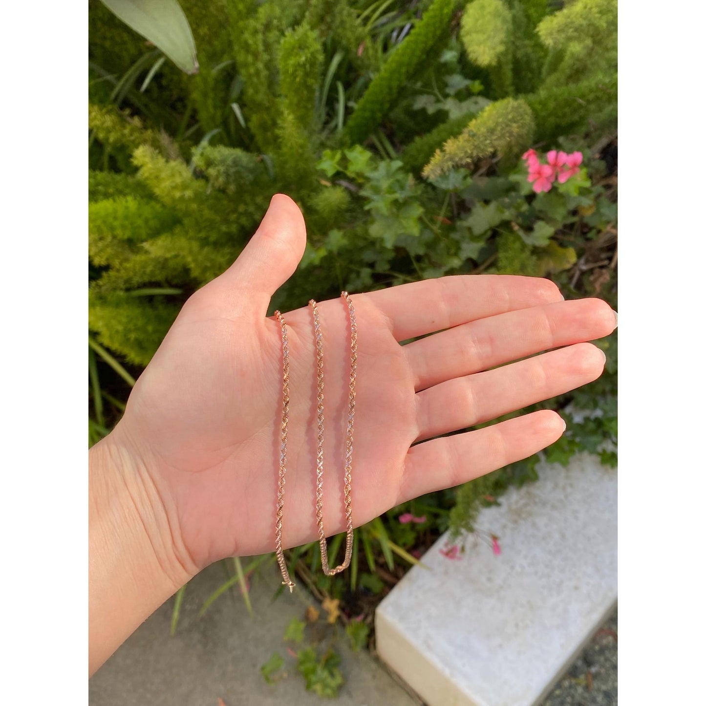 Vintage Solid 14k Rose Gold Long Rope Chain Necklace - 32 inches