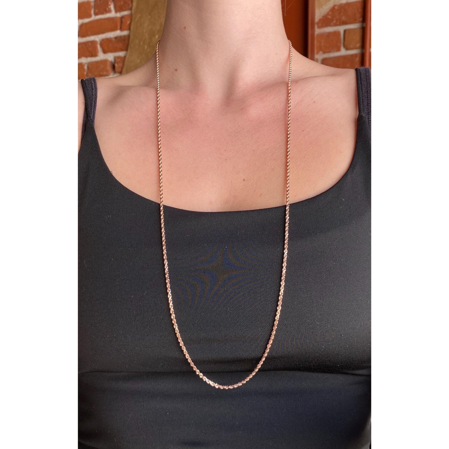Vintage Solid 14k Rose Gold Long Rope Chain Necklace - 32 inches