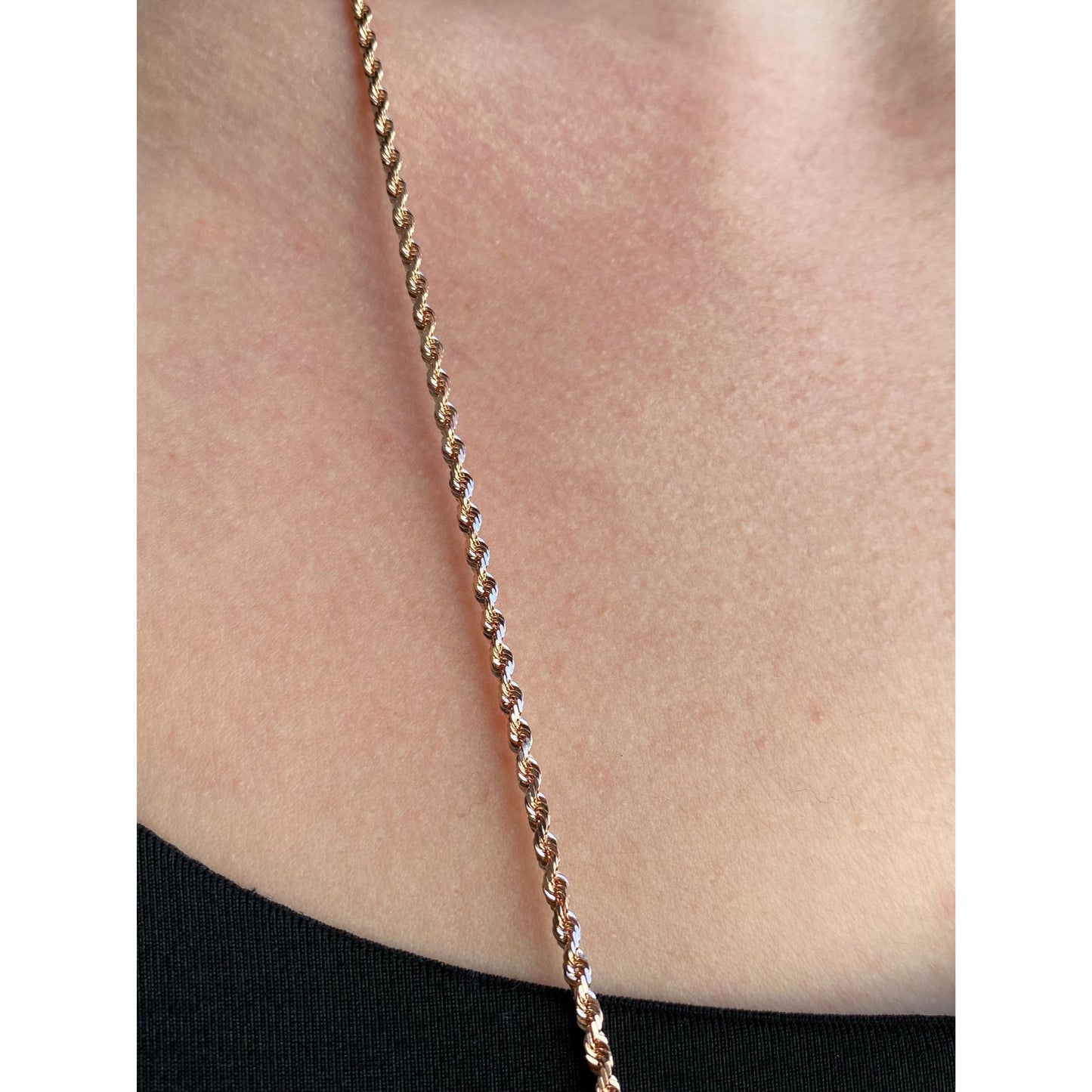 Vintage Solid 14k Rose Gold Long Rope Chain Necklace - 32 inches