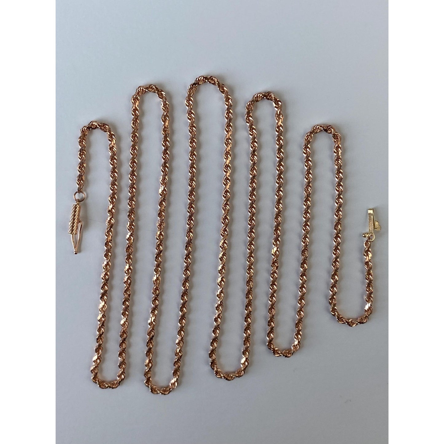 Vintage Solid 14k Rose Gold Long Rope Chain Necklace - 32 inches