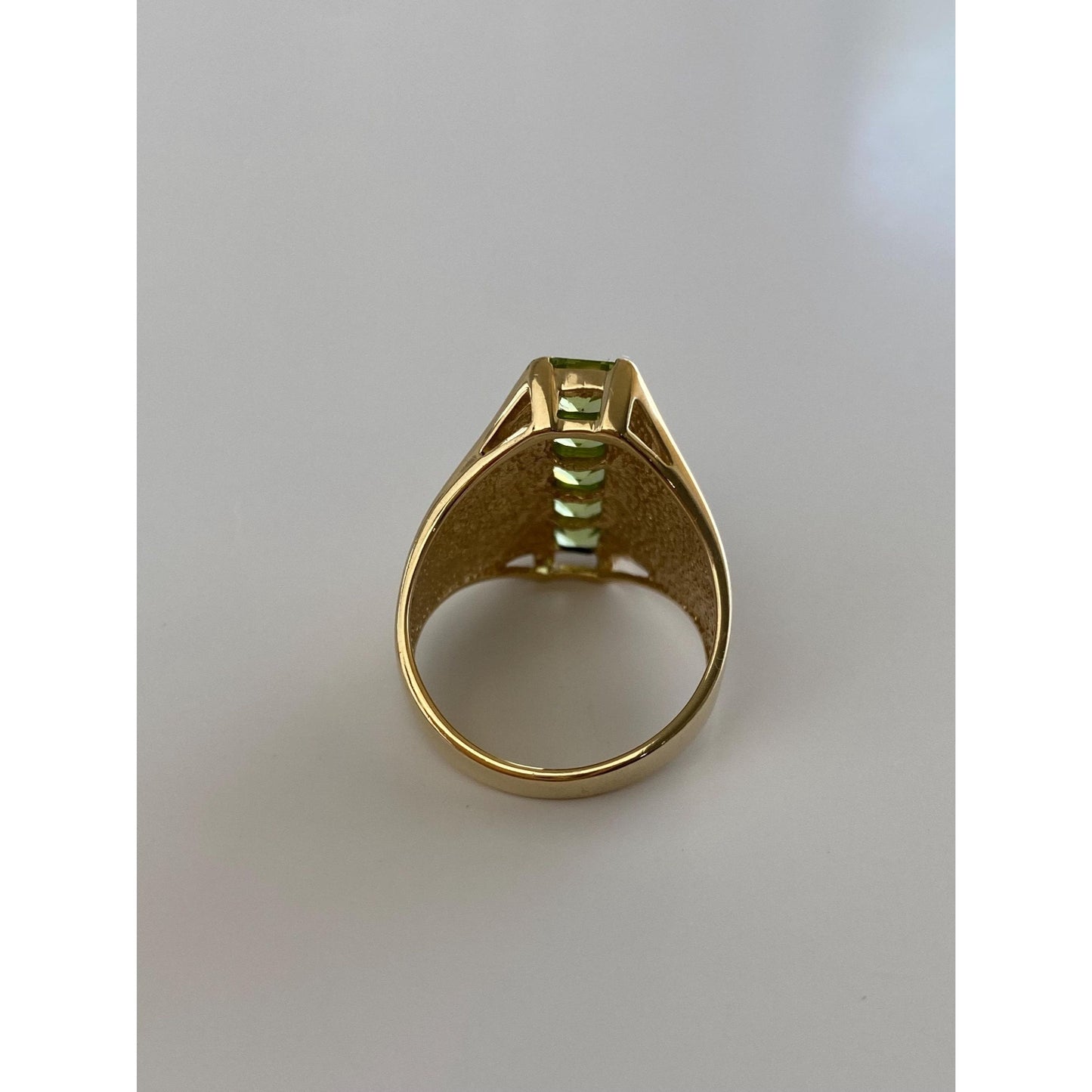 Solid 14k Yellow Gold Peridot Row Ring - Size 7