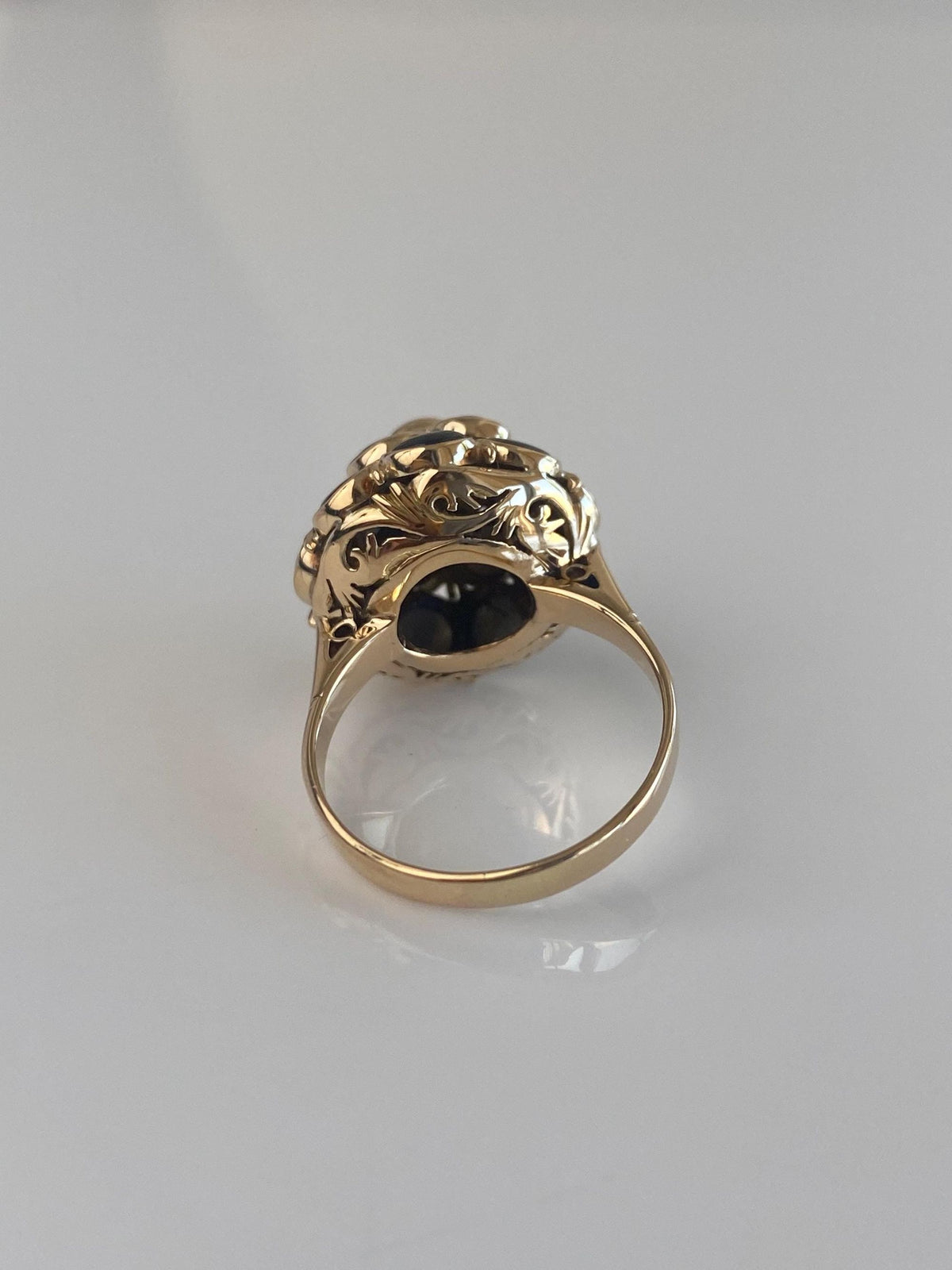 Vintage Solid 14k Yellow Gold Star Sapphire Cluster Ring - Size 7.75