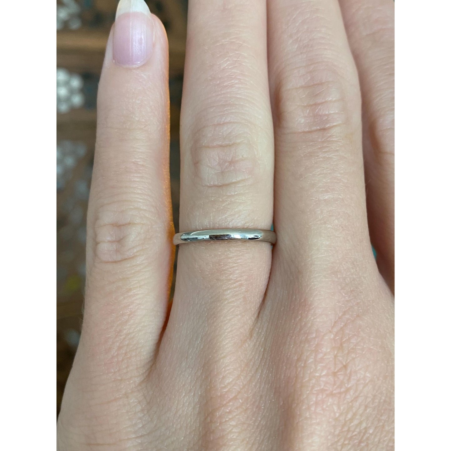 Vintage Solid 10k White Gold Open Ring - Size 3.5