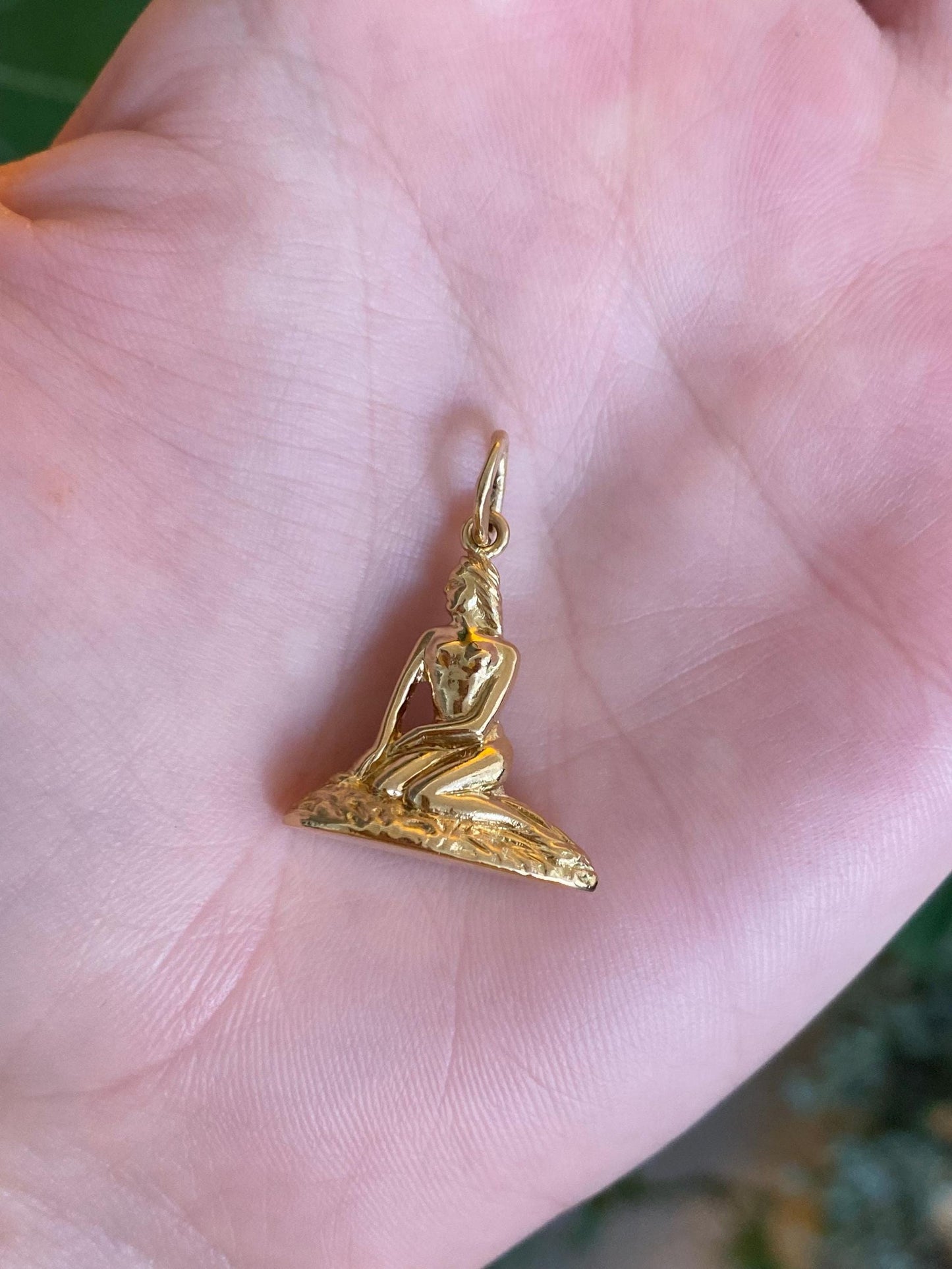 Vintage 18k Yellow Gold Copenhagen Mermaid Lady Charm