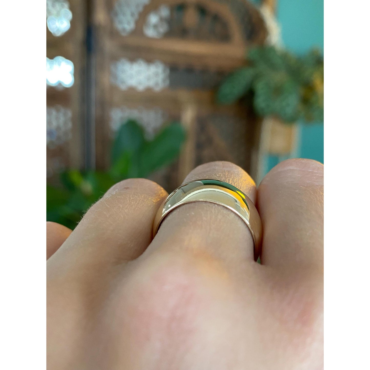 Vintage Solid 14k Yellow Gold Wide Ring Band - Size 8.25