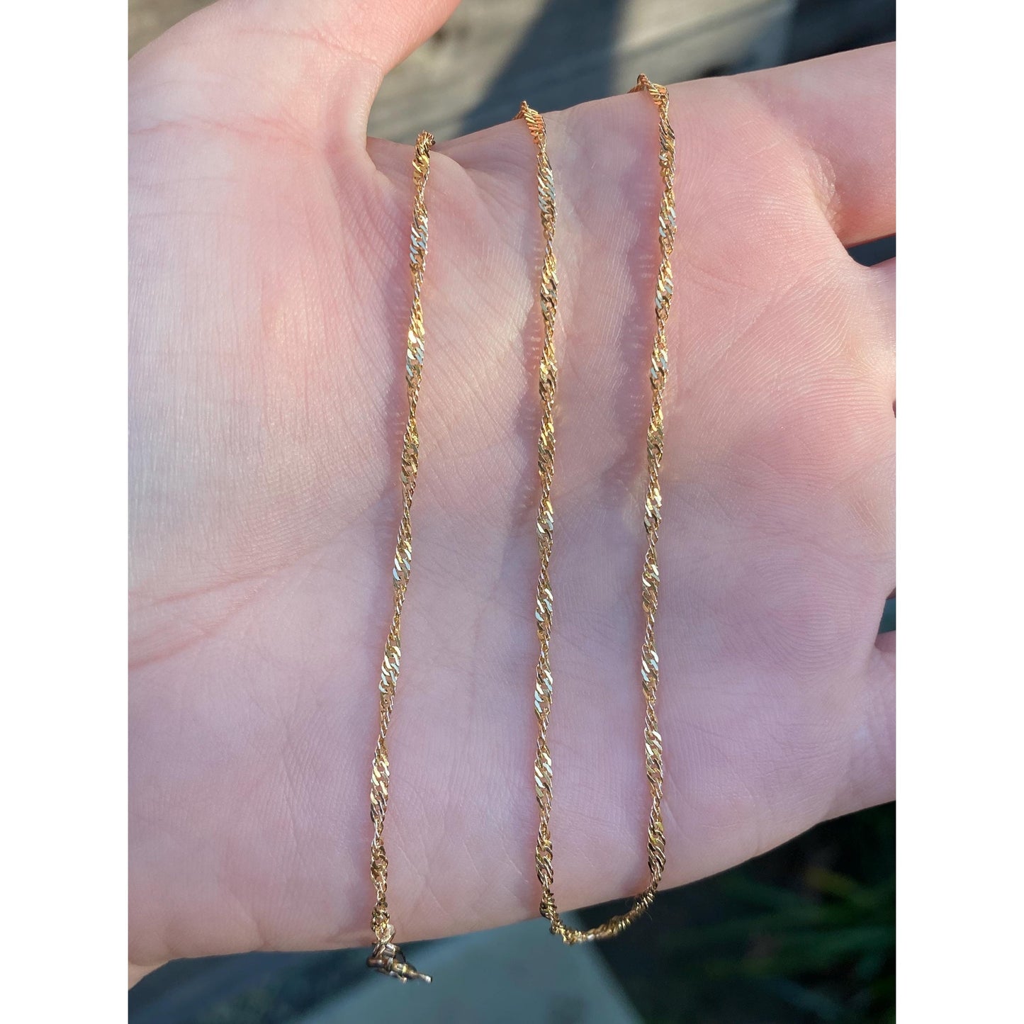 Vintage Solid 14k Yellow Gold Twist Chain Necklace - 17.5 inches