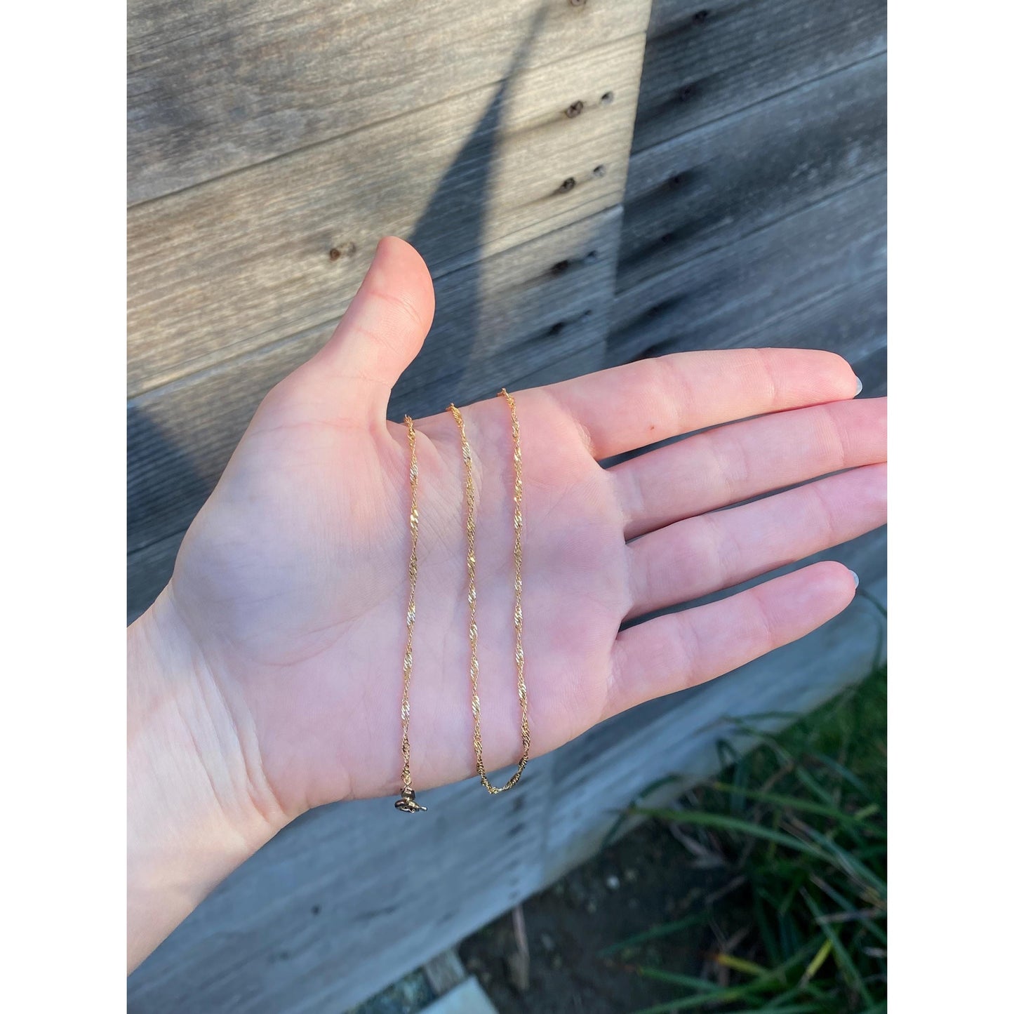 Vintage Solid 14k Yellow Gold Twist Chain Necklace - 17.5 inches