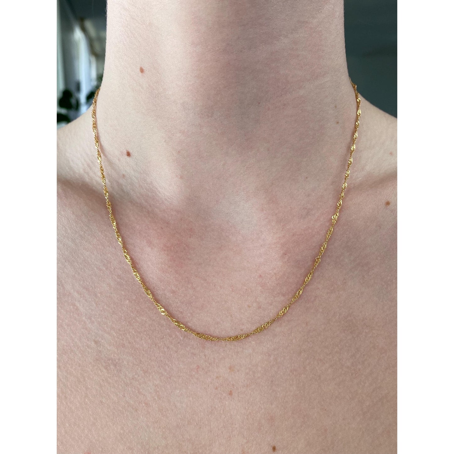 Vintage Solid 14k Yellow Gold Twist Chain Necklace - 17.5 inches