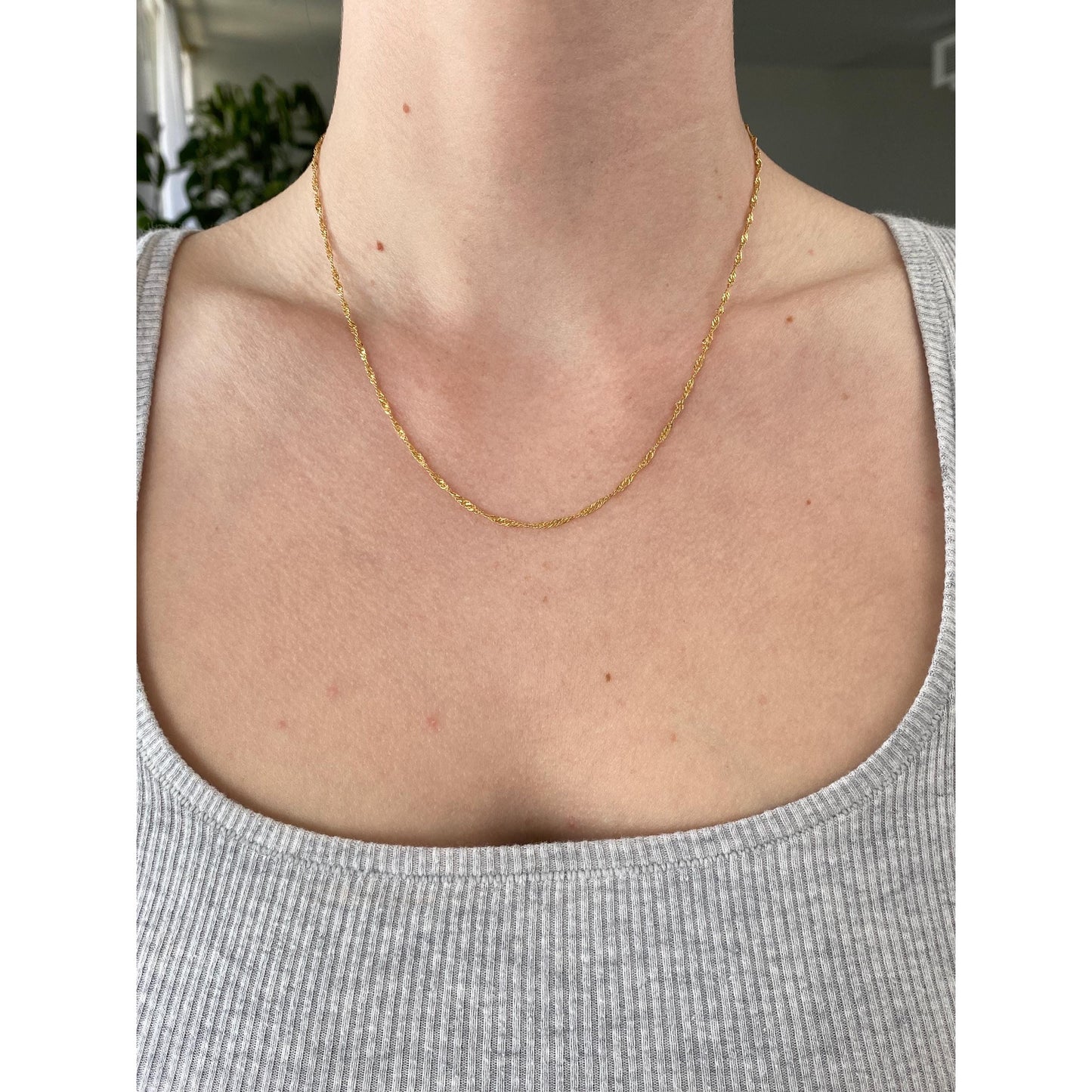 Vintage Solid 14k Yellow Gold Twist Chain Necklace - 17.5 inches