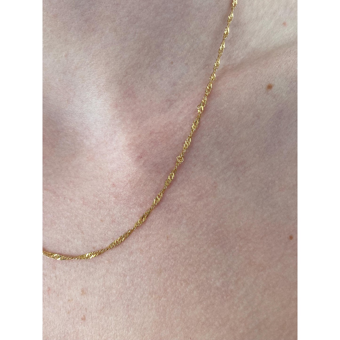 Vintage Solid 14k Yellow Gold Twist Chain Necklace - 17.5 inches