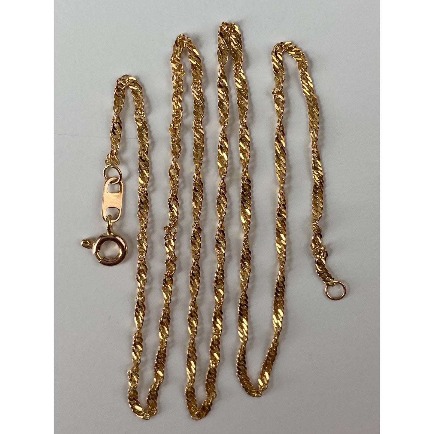 Vintage Solid 14k Yellow Gold Twist Chain Necklace - 17.5 inches