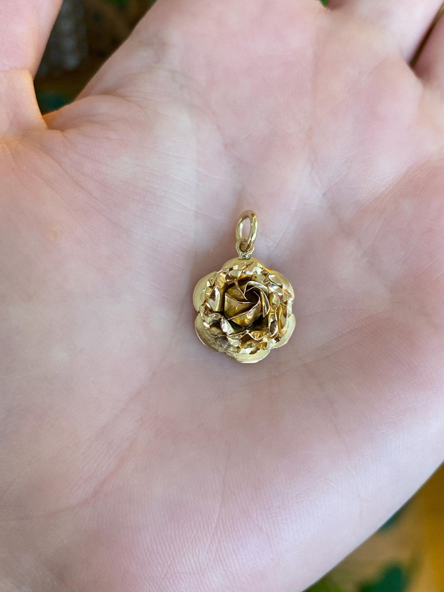 Vintage Solid 14k Yellow Gold Rose Charm