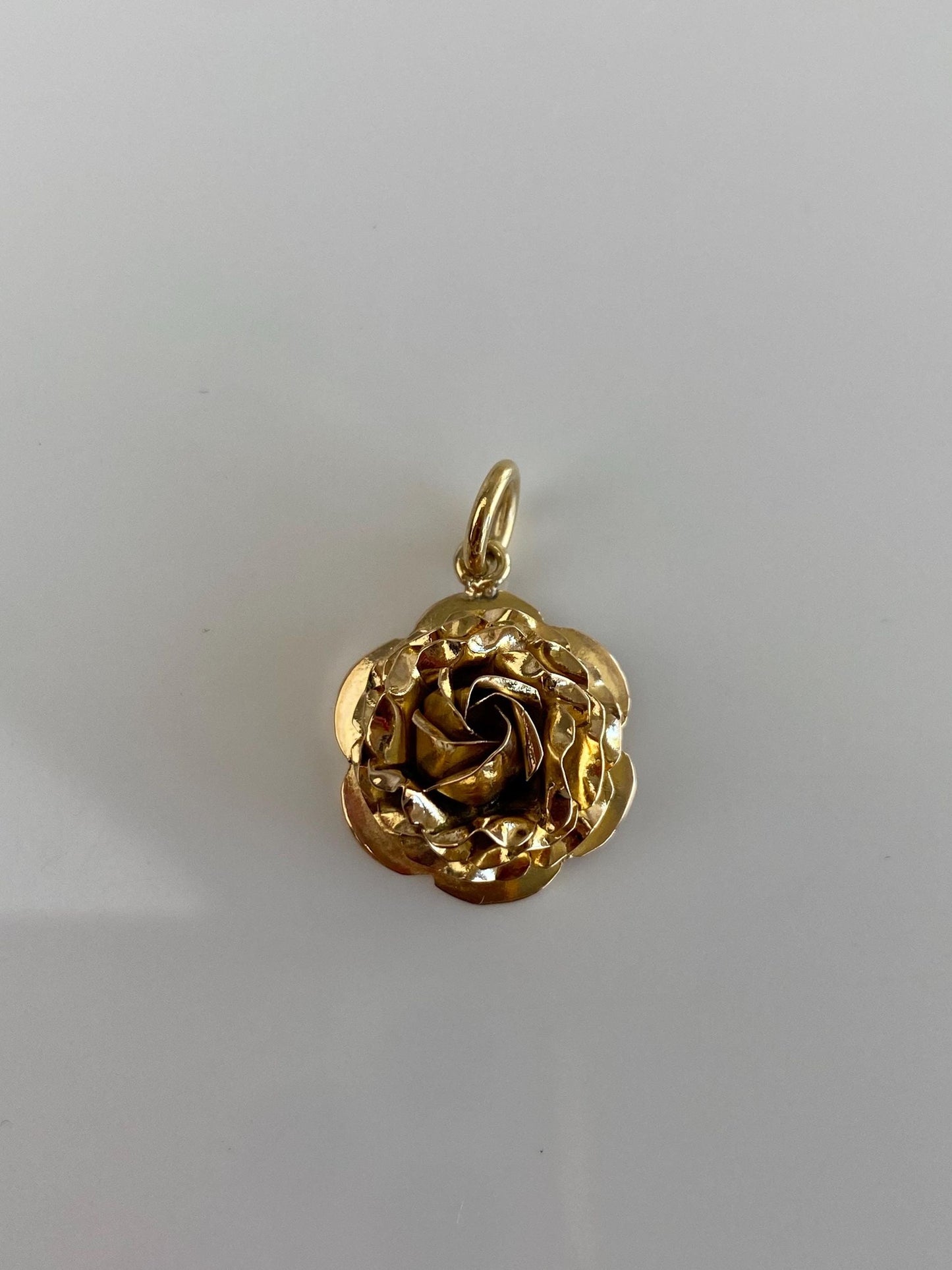 Vintage Solid 14k Yellow Gold Rose Charm