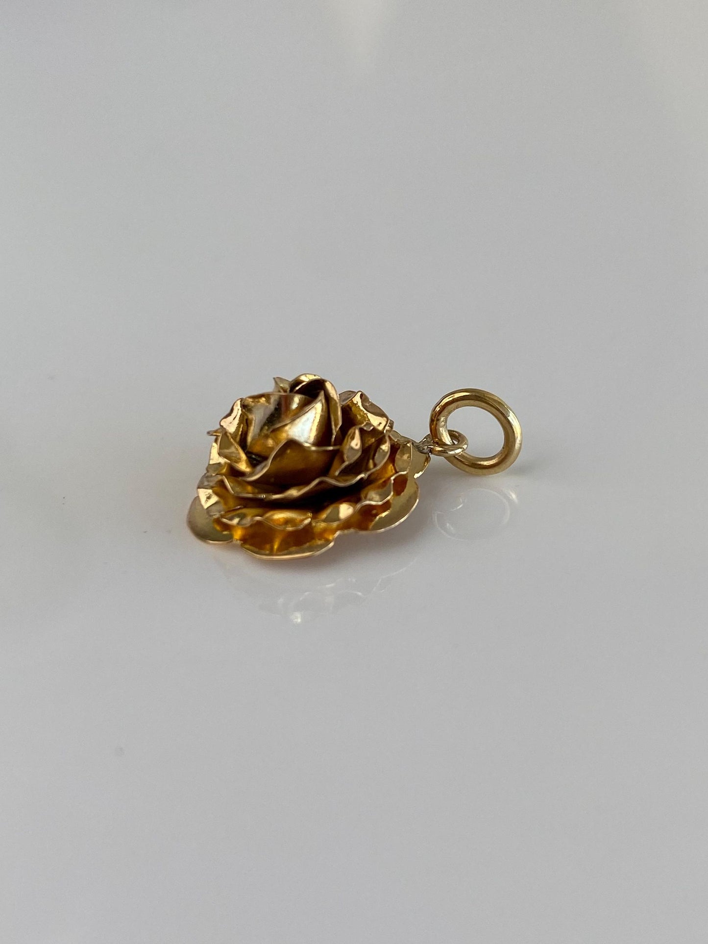 Vintage Solid 14k Yellow Gold Rose Charm