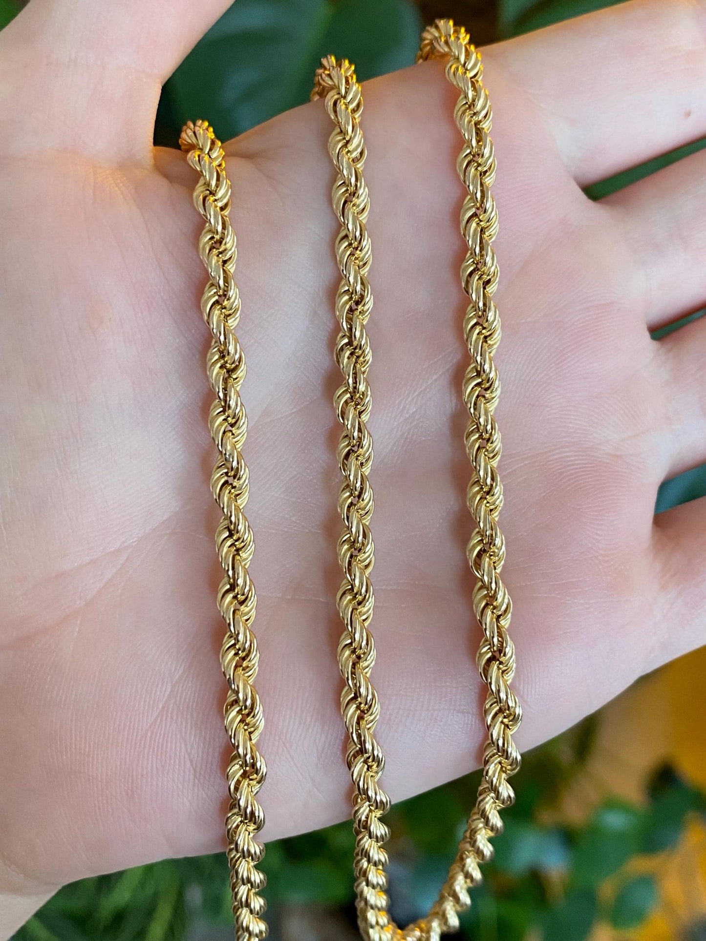 Vintage 14k Yellow Gold Long Rope Chain Necklace - 27 inches