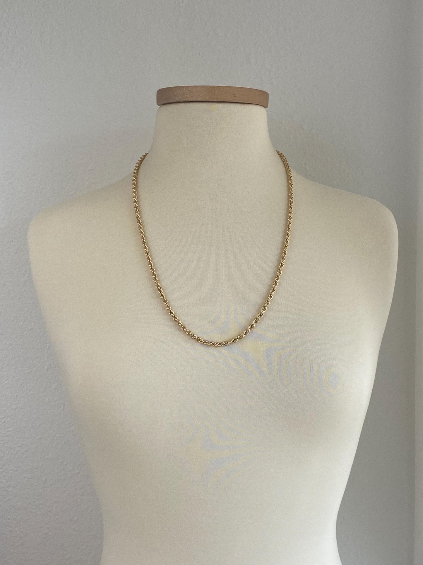 Vintage 14k Yellow Gold Long Rope Chain Necklace - 27 inches